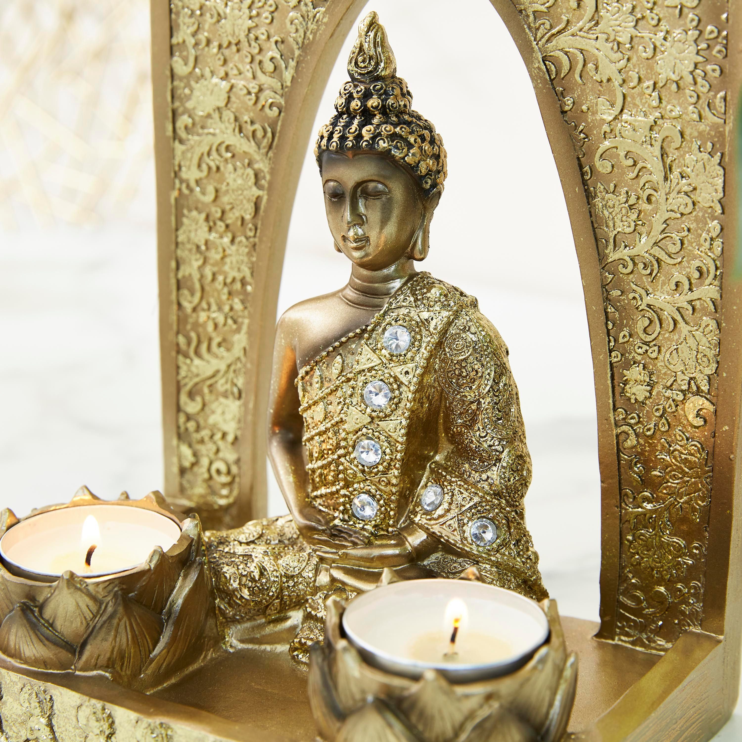 تمثال بوذا مع حاملي شموع صغيرة-hbxlivingroom-decorandaccessories-candleholders-image-4