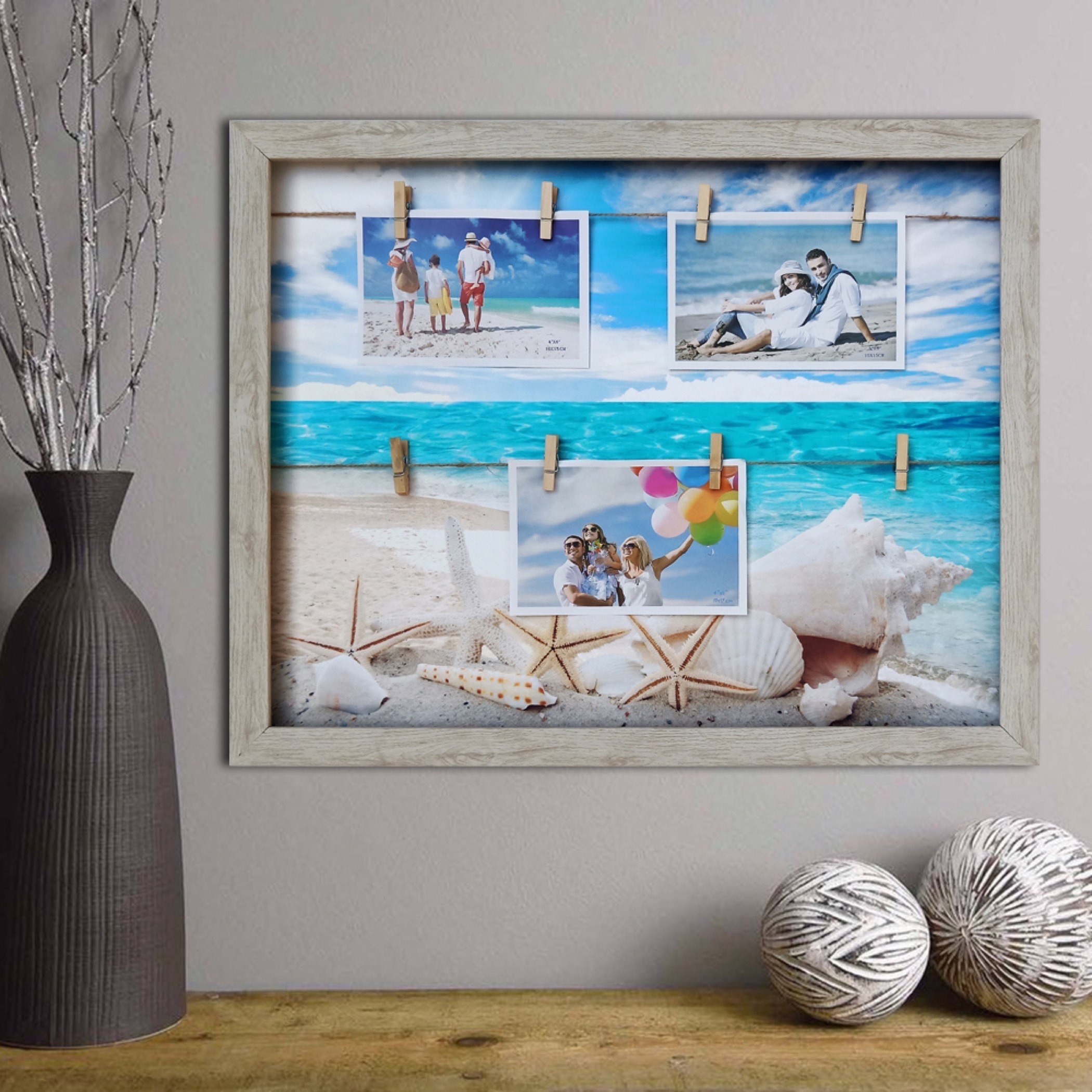 Emily Beach Photo Frame with 8-Photo Clips -  40x50 cm-hbxkidsandyouth-walldecor-photoframes-image-1