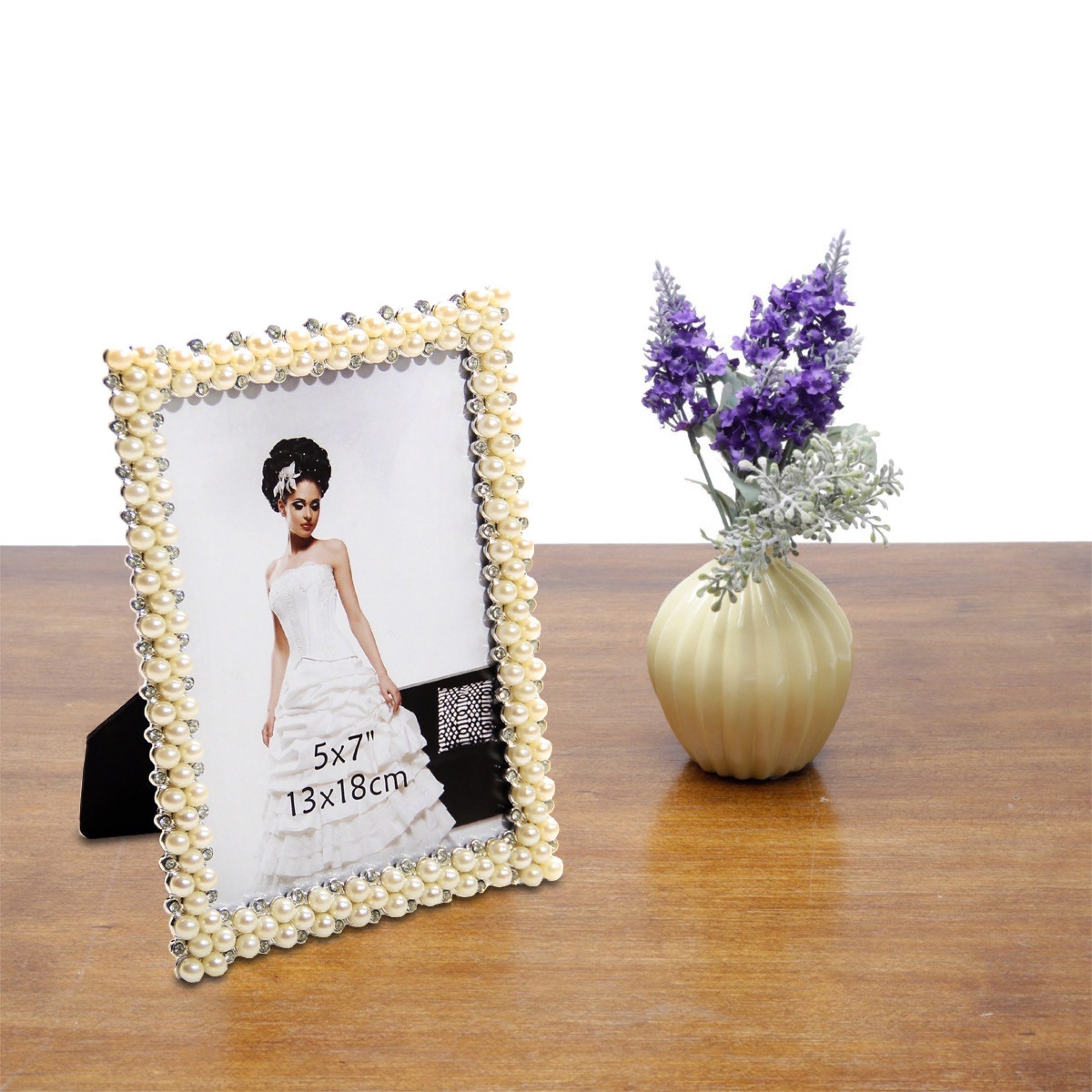 برواز صور بحبات لؤلؤ من إميلي - 5x7 بوصة-hbxkidsandyouth-walldecor-photoframes-image-1