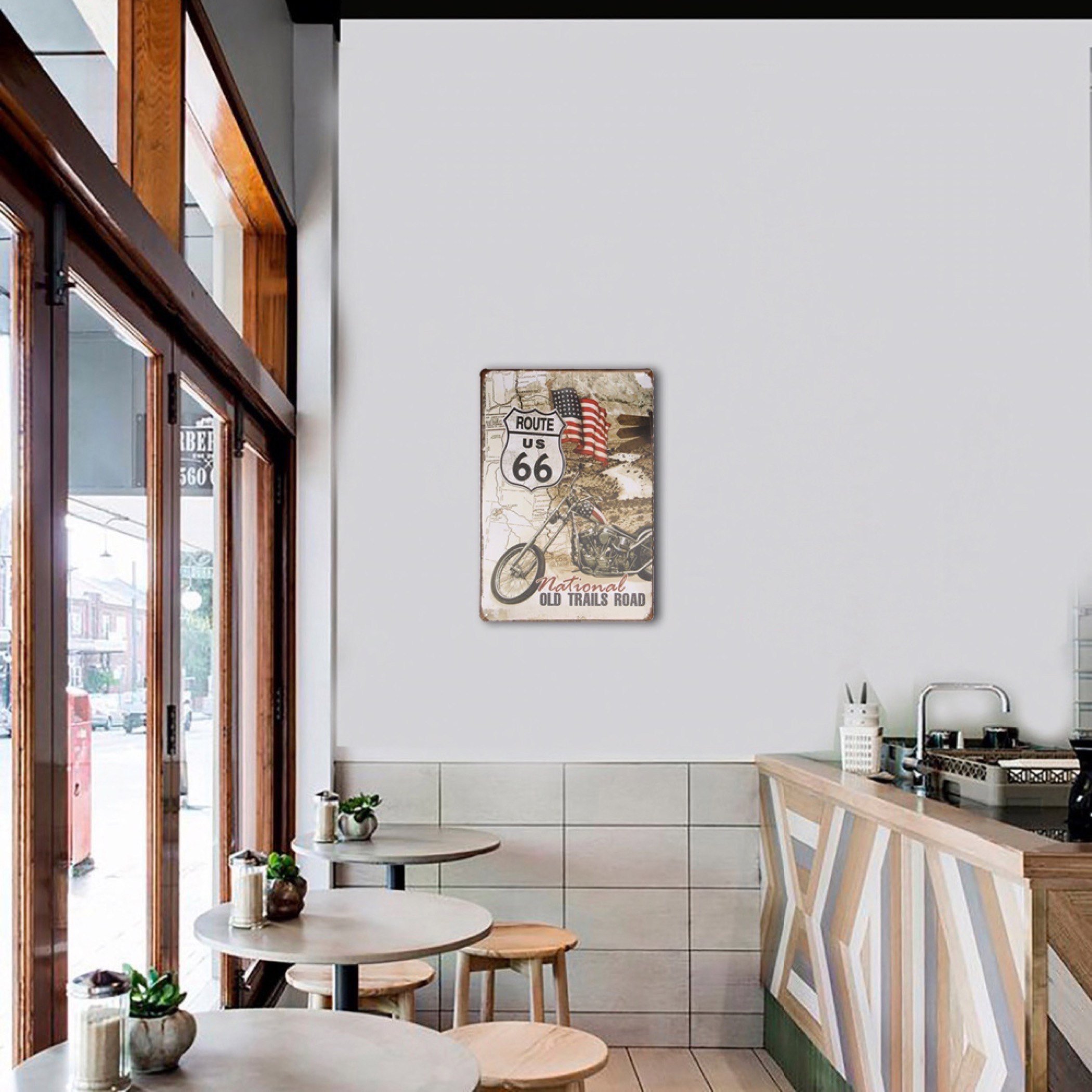 Emily Route 66 Old Trails Road Easy Rider Motorcycle Decorated Board-hbxlivingroom-walldecor-wallart-image-2