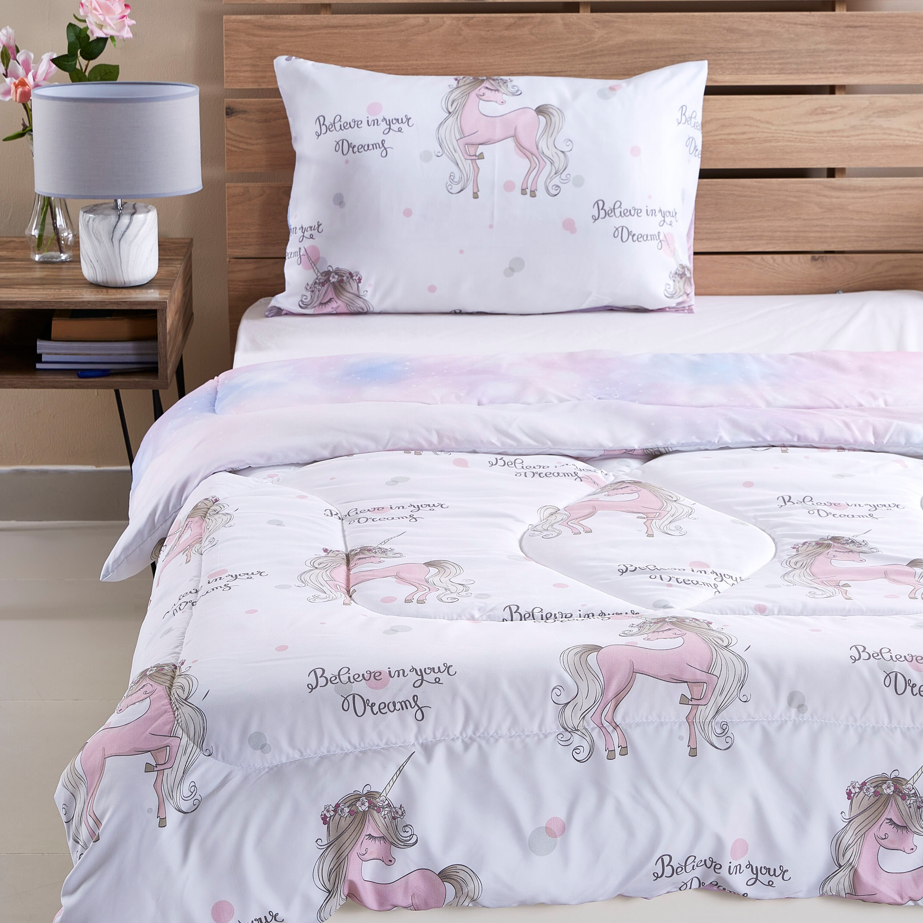 طقم لحاف مزدوج من قطعتين بطبعات رقمية يونيكورن من موديش- 160x220 سم-hbxhomeware-hbxkidsandyouth-image-2