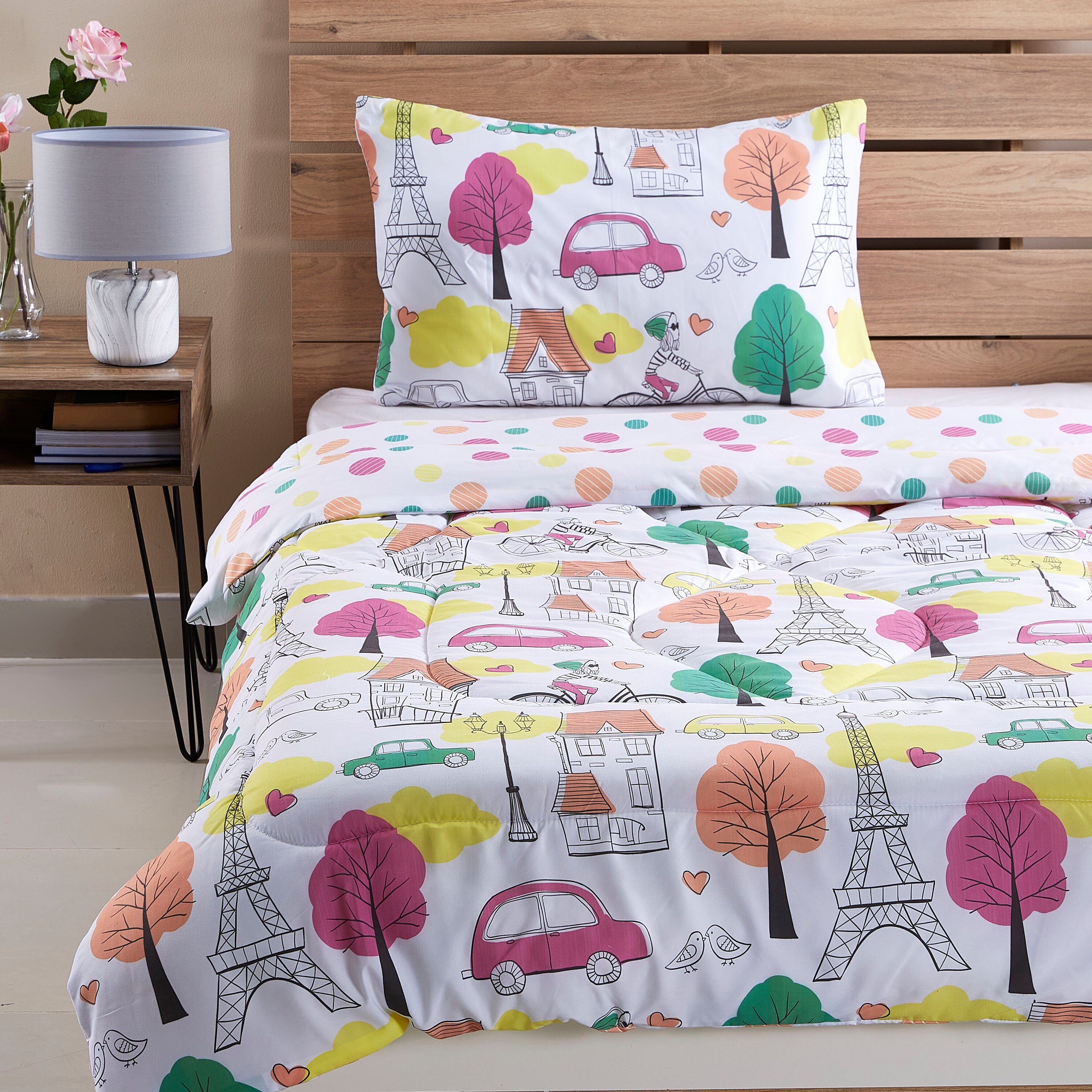 طقم لحاف مزدوج من قطعتين بطبعات رقمية باريس من موديش- 160x220 سم-hbxhomeware-hbxkidsandyouth-image-2