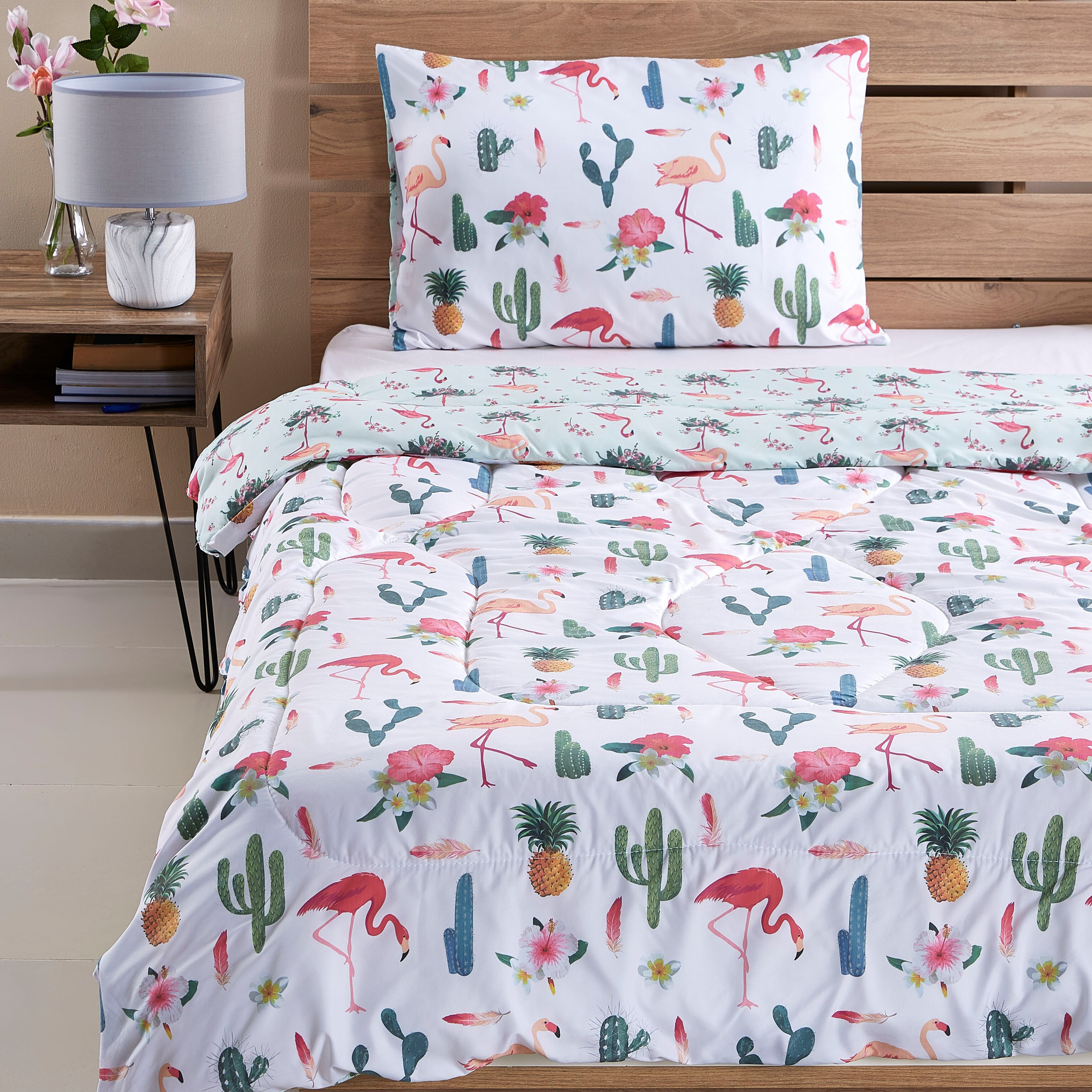 Modish Flamingo Digital Print 2-Piece Twin Comforter Set - 160x220 cm-hbxhomeware-hbxkidsandyouth-image-2