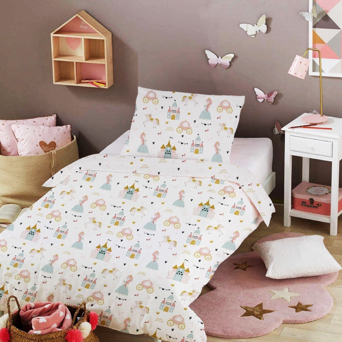 طقم ألحفة وبياضات ساتن بطبعات ليتل برنسيس ديجيتال 2 قطع من جوي- 135x220 سم-hbxhomeware-hbxkidsandyouth-image-1
