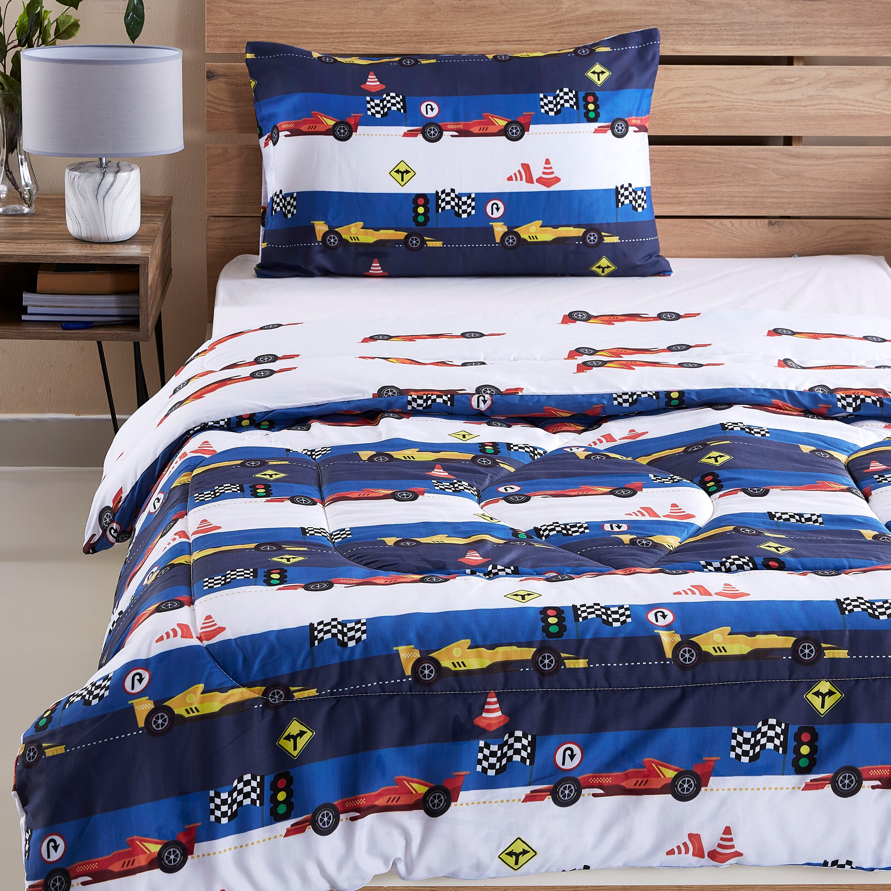 طقم لحاف ساتان مزدوج بطبعات سيارات رقمية من قطعتين من جوي - 160x220 سم-hbxhomeware-hbxkidsandyouth-image-2