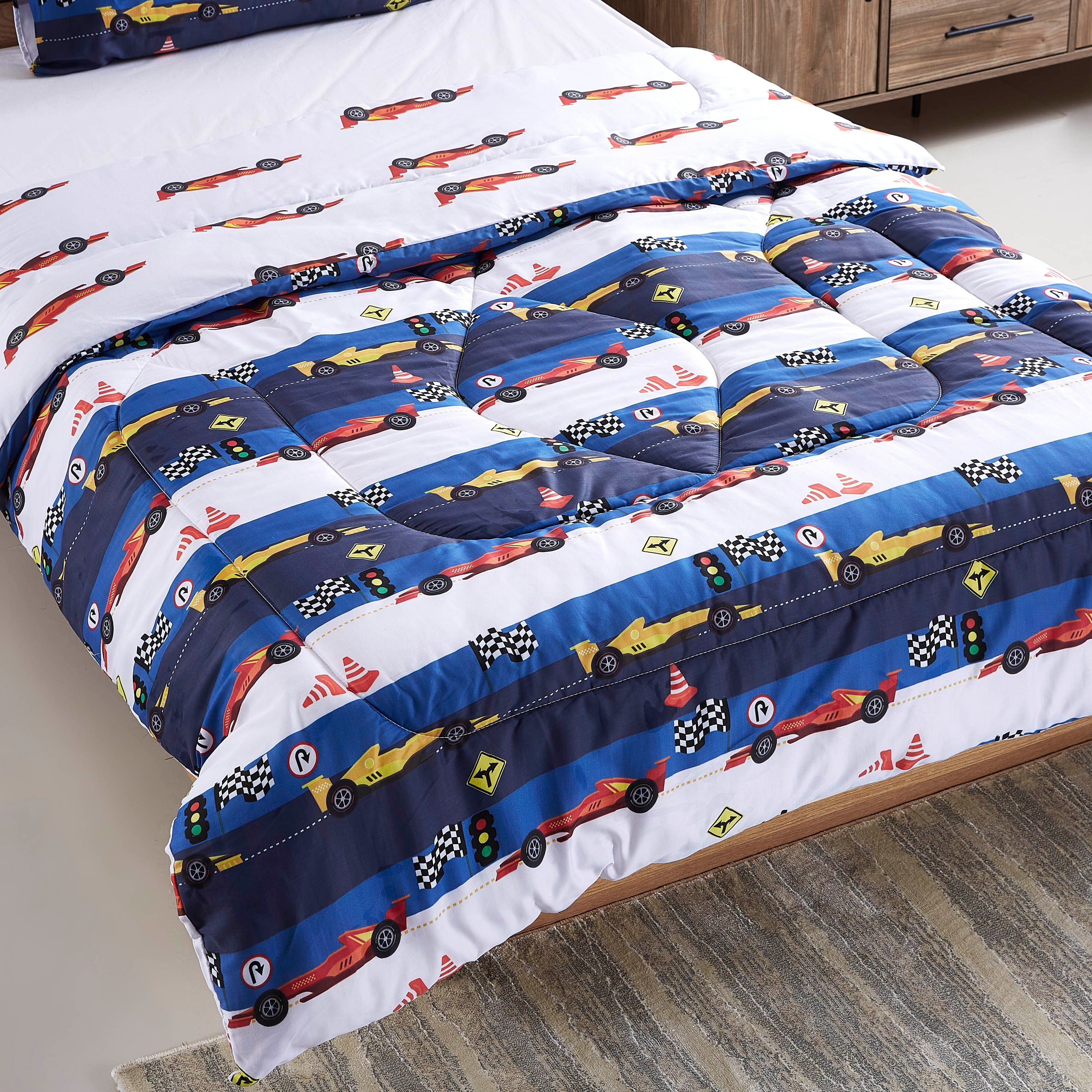 طقم لحاف ساتان مزدوج بطبعات سيارات رقمية من قطعتين من جوي - 160x220 سم-hbxhomeware-hbxkidsandyouth-image-3