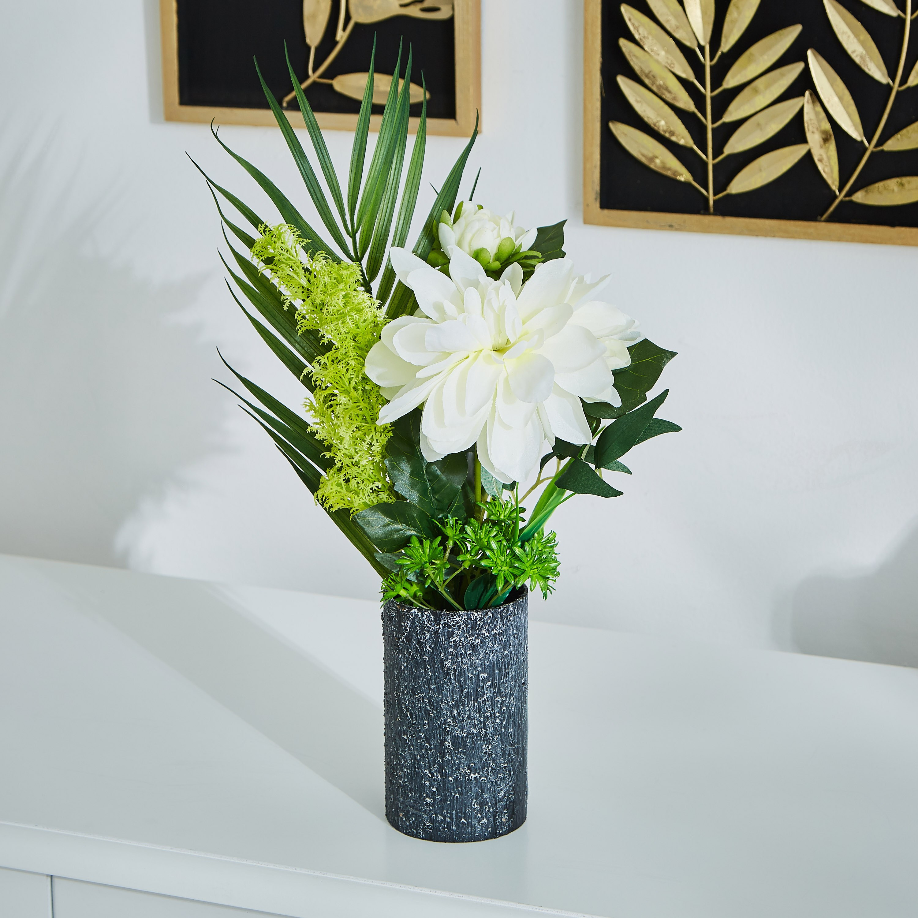 باقة زهور داليا وأعشاب بوليستر من ليدا - 41 سم-hbxdecorandfurnishings-homeaccessories-artificialflowersandplants-image-1