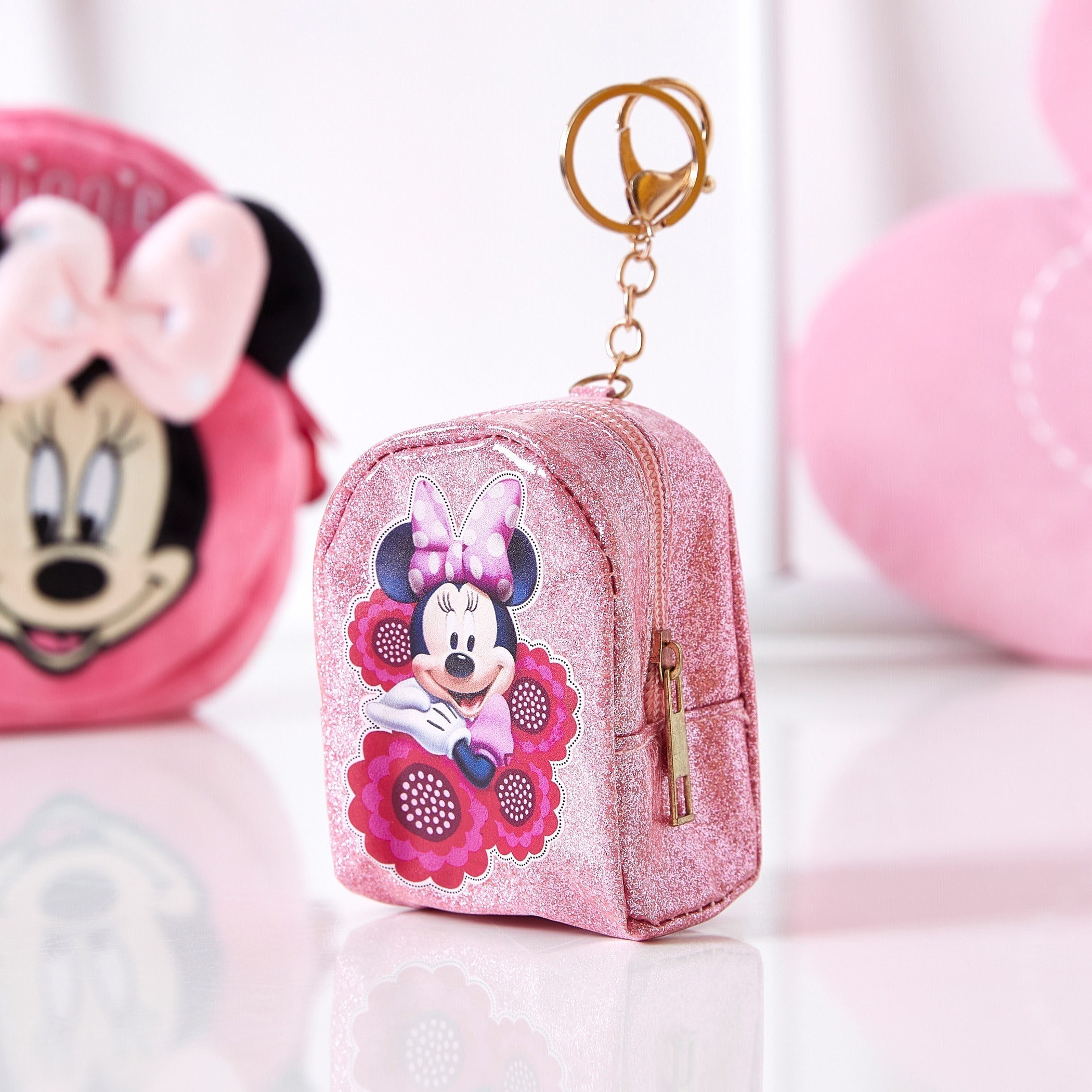 Minnie Mouse Coin Purse Keyring with Glitter Badge