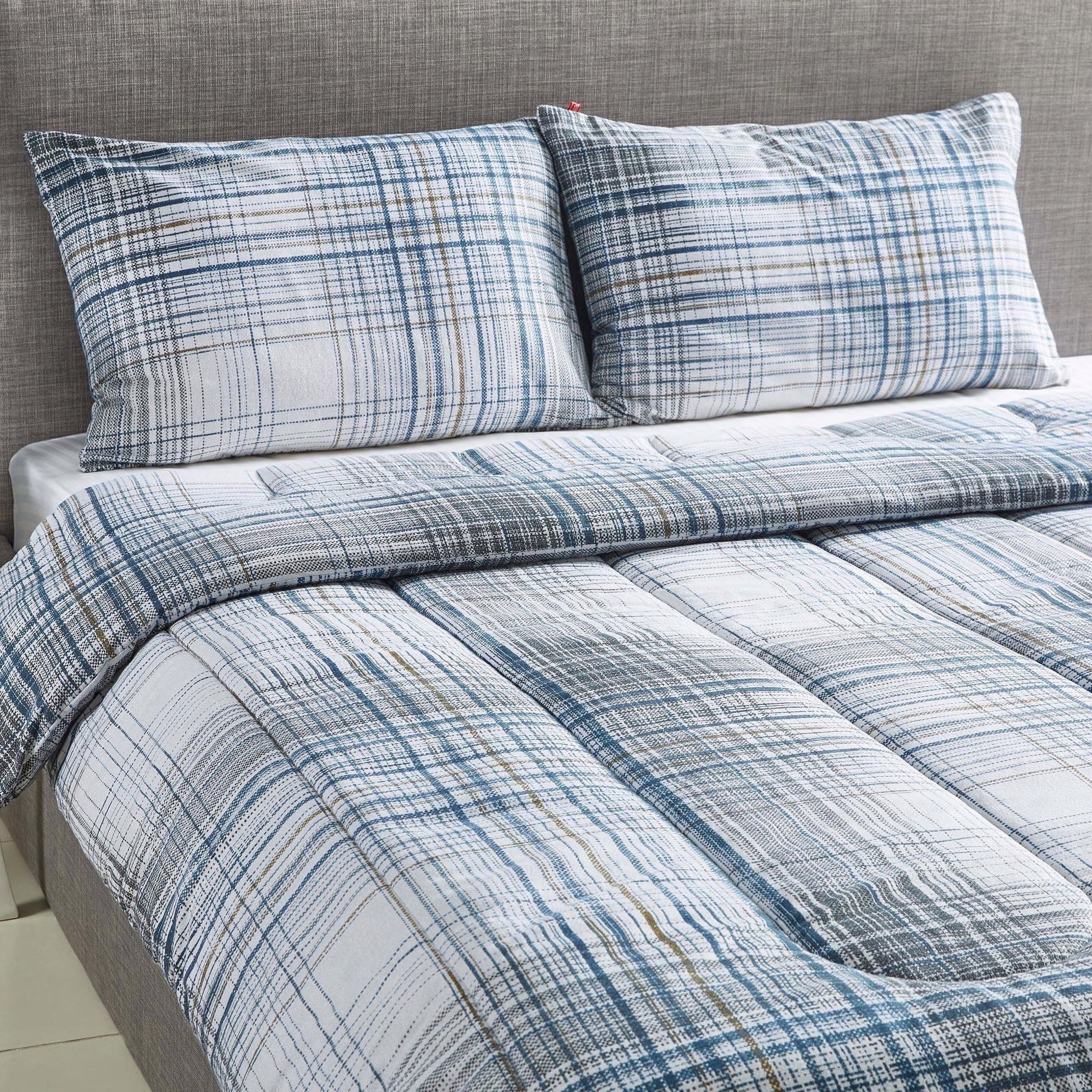 طقم لحاف كينج مزدوج قطن فلانيل 3 قطع 160x220 سم - تارتان-hbxhomeware-hbxdecorandfurnishings-image-1
