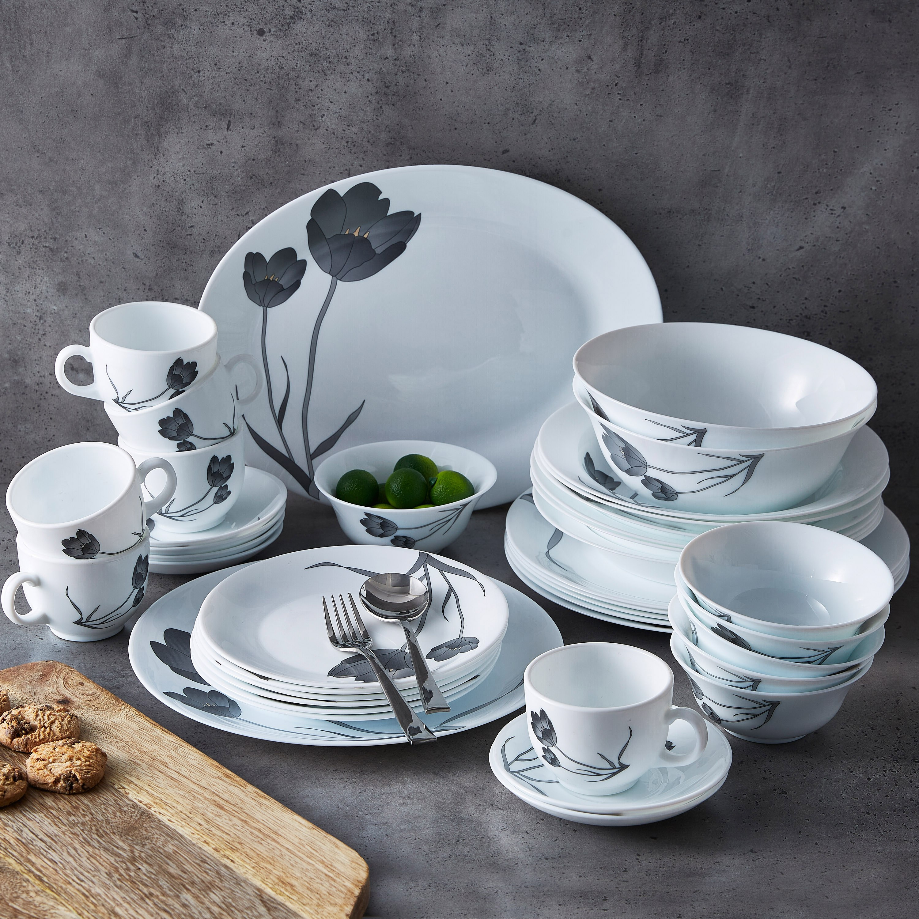 Ivory Tulip 39-Piece Opalware Dinner Set-hbxhomeware-hbxkitchen-image-1
