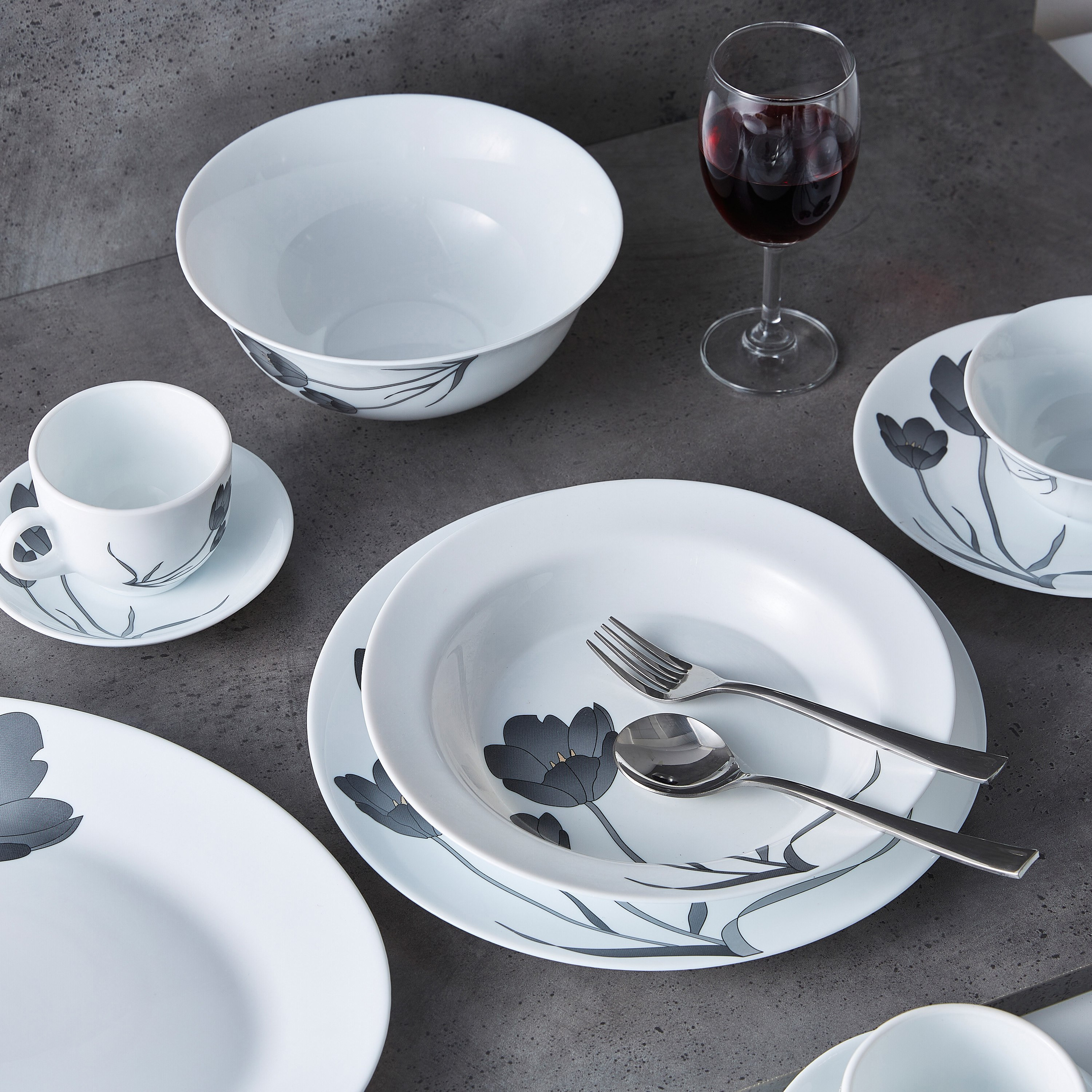 Ivory Tulip 39-Piece Opalware Dinner Set-hbxhomeware-hbxkitchen-image-2