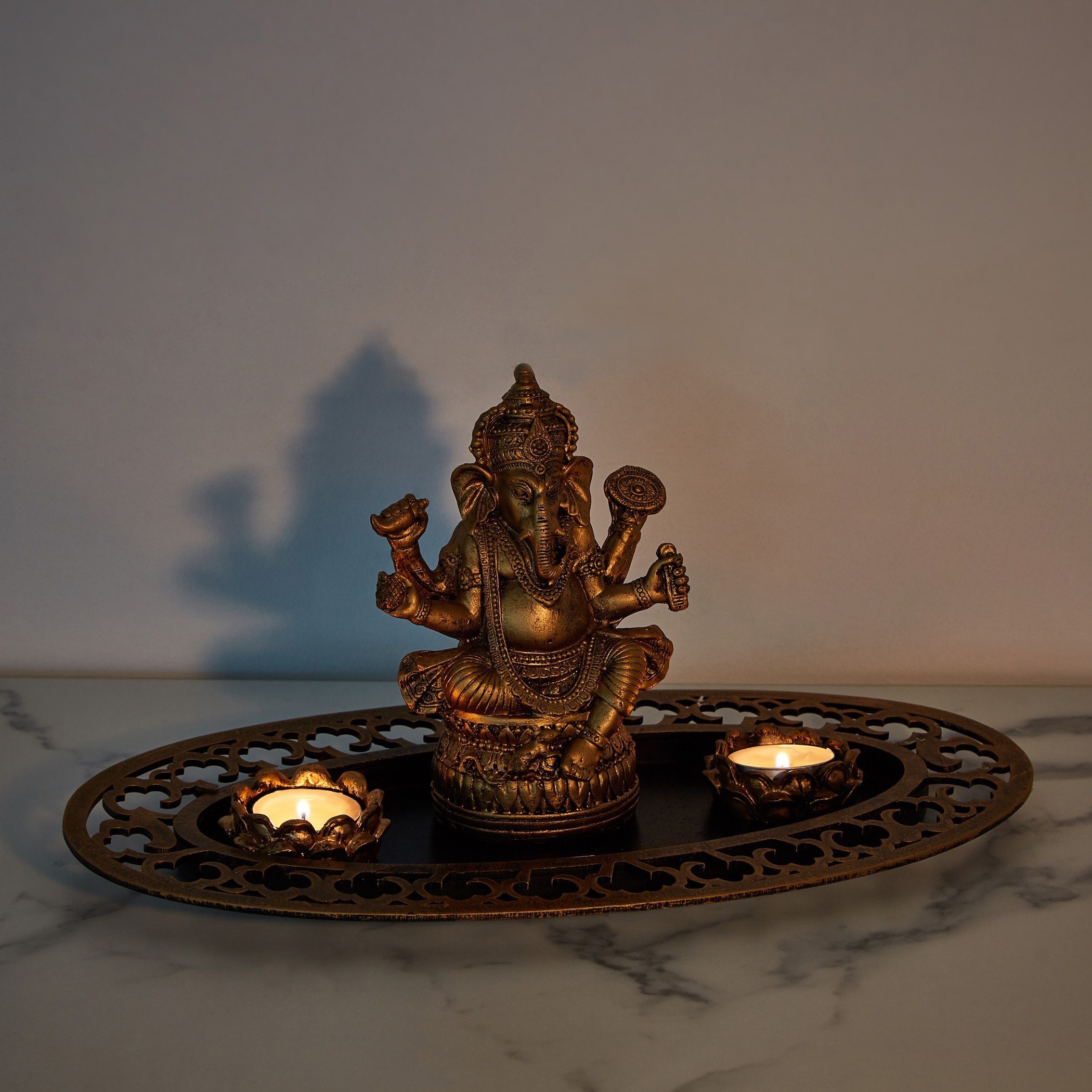 حامل شموع صغيرة بتصميم جانيشا من البولي ريزين من مينيرفا - 16 سم-hbxlivingroom-decorandaccessories-candleholders-image-2