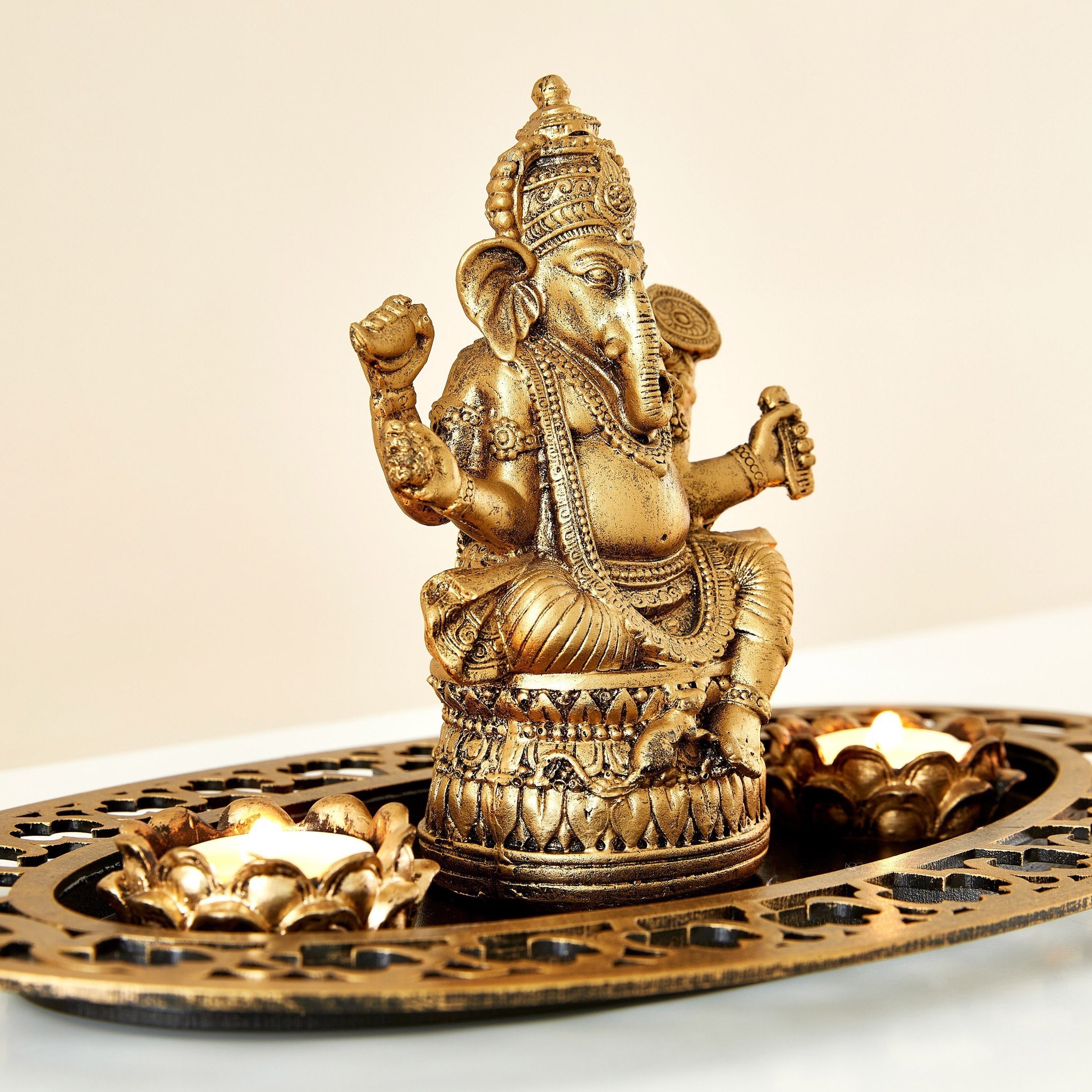 حامل شموع صغيرة بتصميم جانيشا من البولي ريزين من مينيرفا - 16 سم-hbxlivingroom-decorandaccessories-candleholders-image-4
