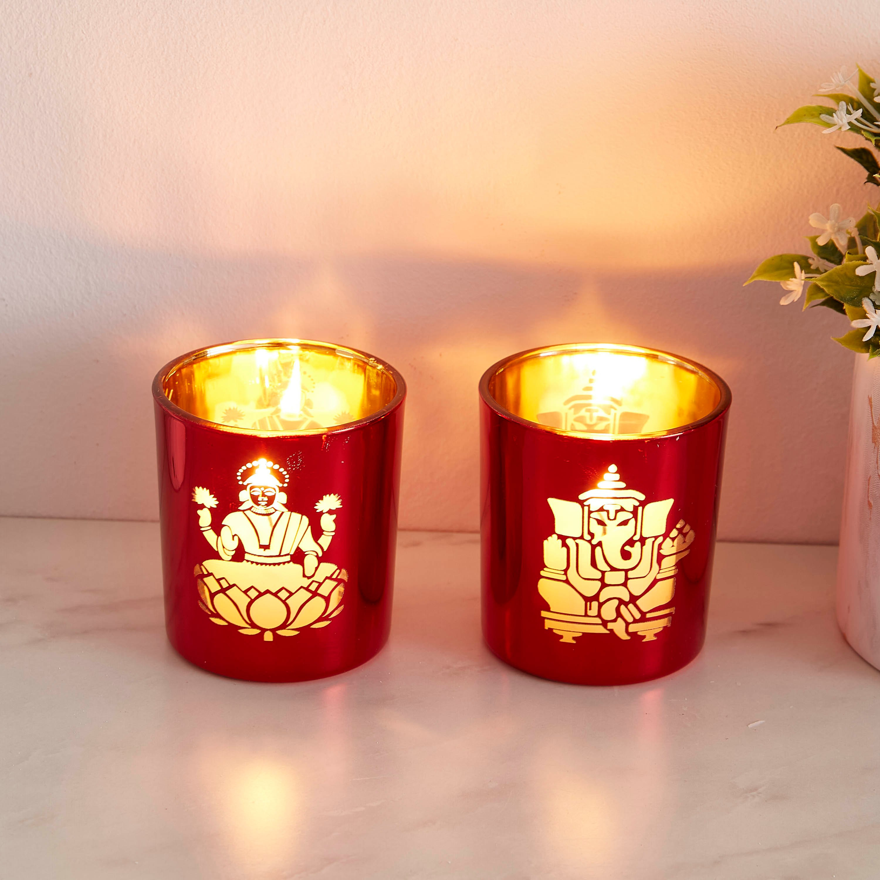 حامل فوتيف زجاج لاكسمي غانيشا من مينيرفا - قطعتين-hbxlivingroom-decorandaccessories-candleholders-image-1