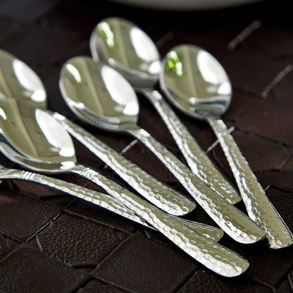 Hammered Stainless Steel Mocha Spoon - Set of 6