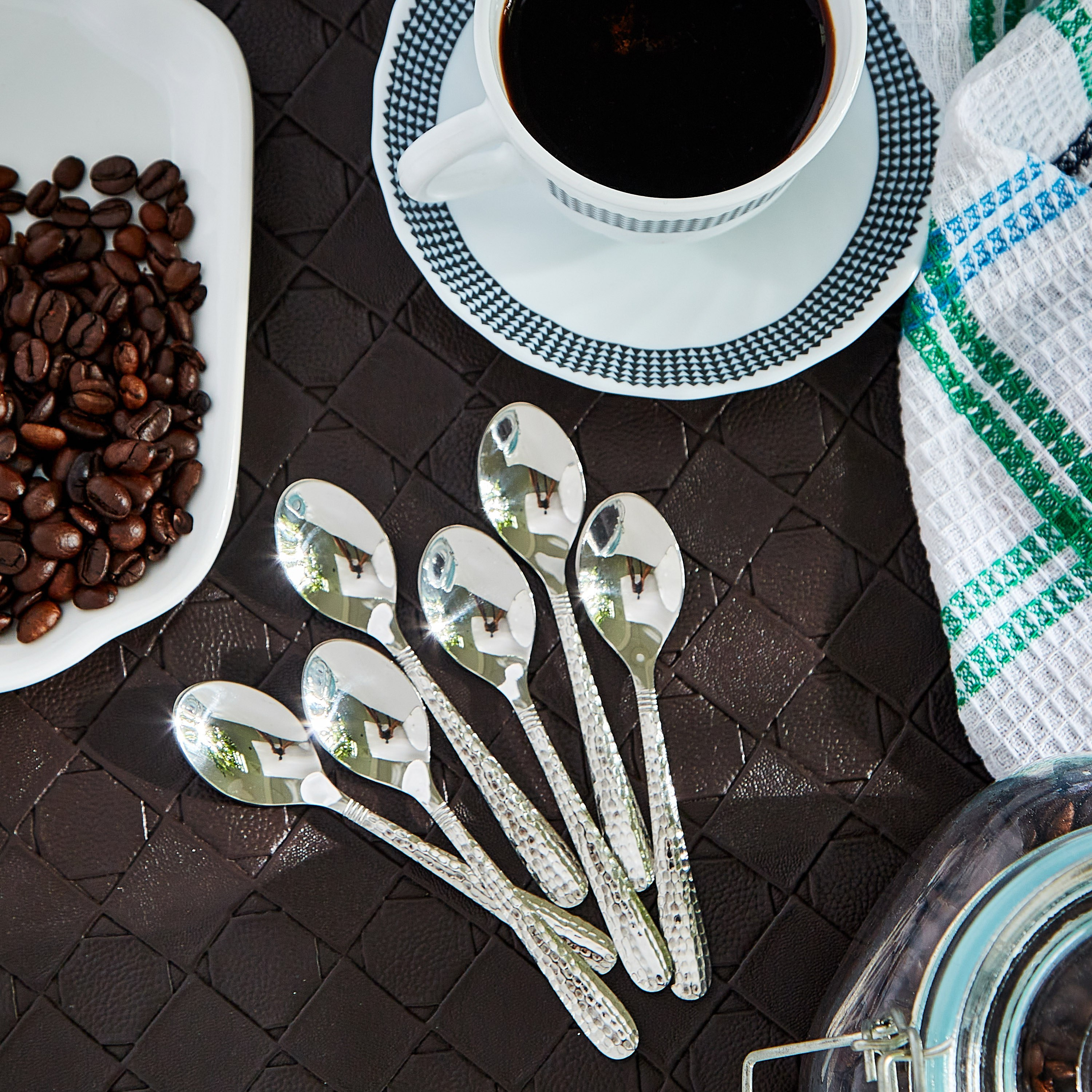 Hammered Stainless Steel Mocha Spoon - Set of 6-hbxhomeware-hbxkitchen-image-3
