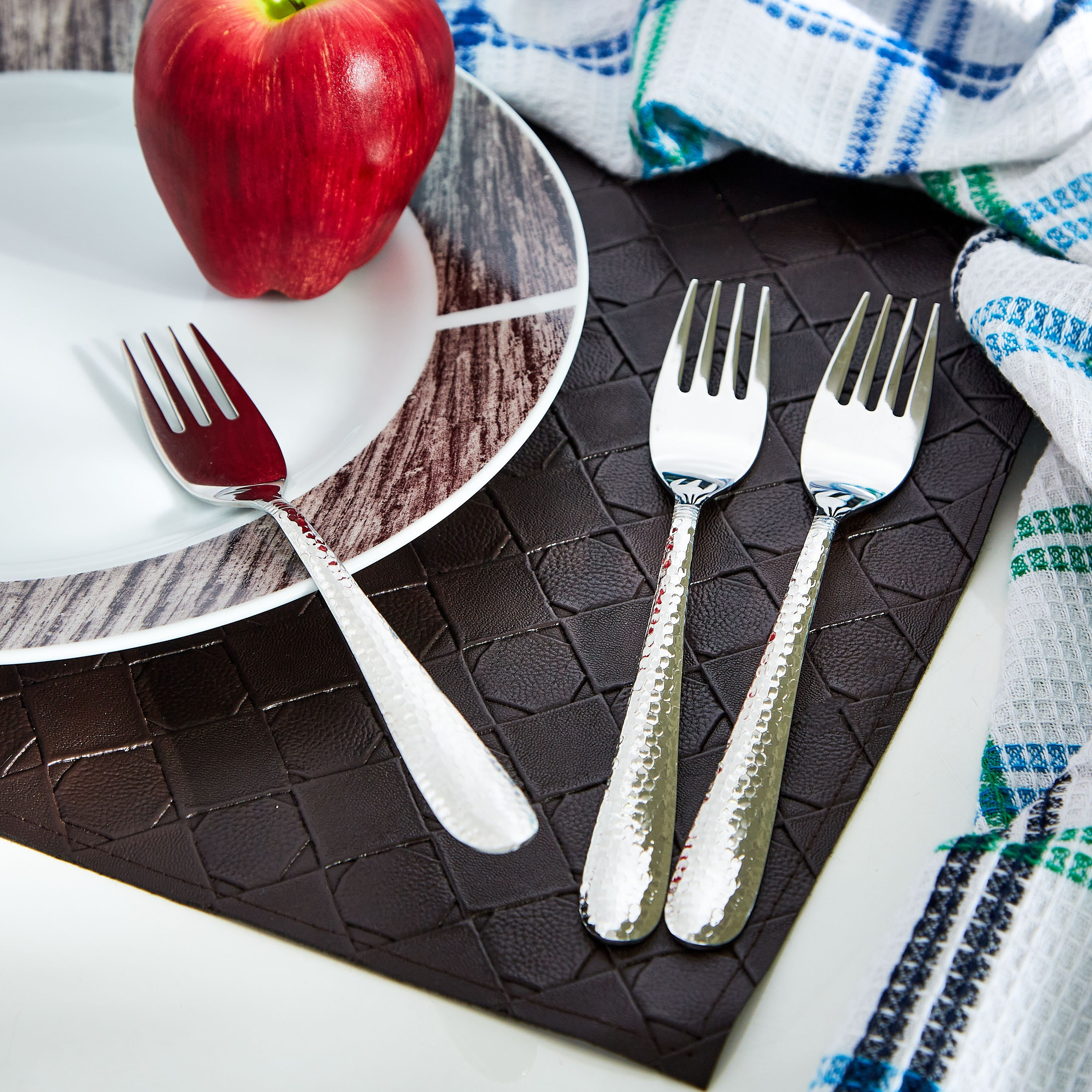 Hammered Stainless Steel Table Fork - Set of 3-hbxhomeware-hbxkitchen-image-3