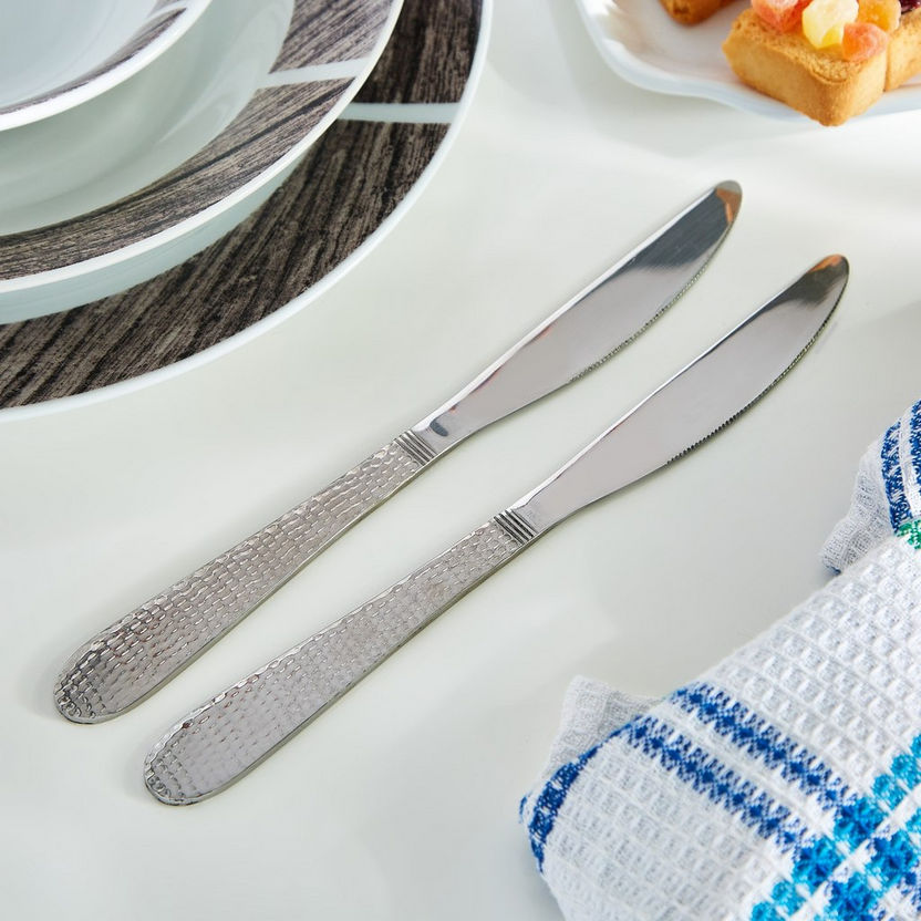 Hammered Stainless Steel Table Knife - Set of 2-Cutlery-image-0