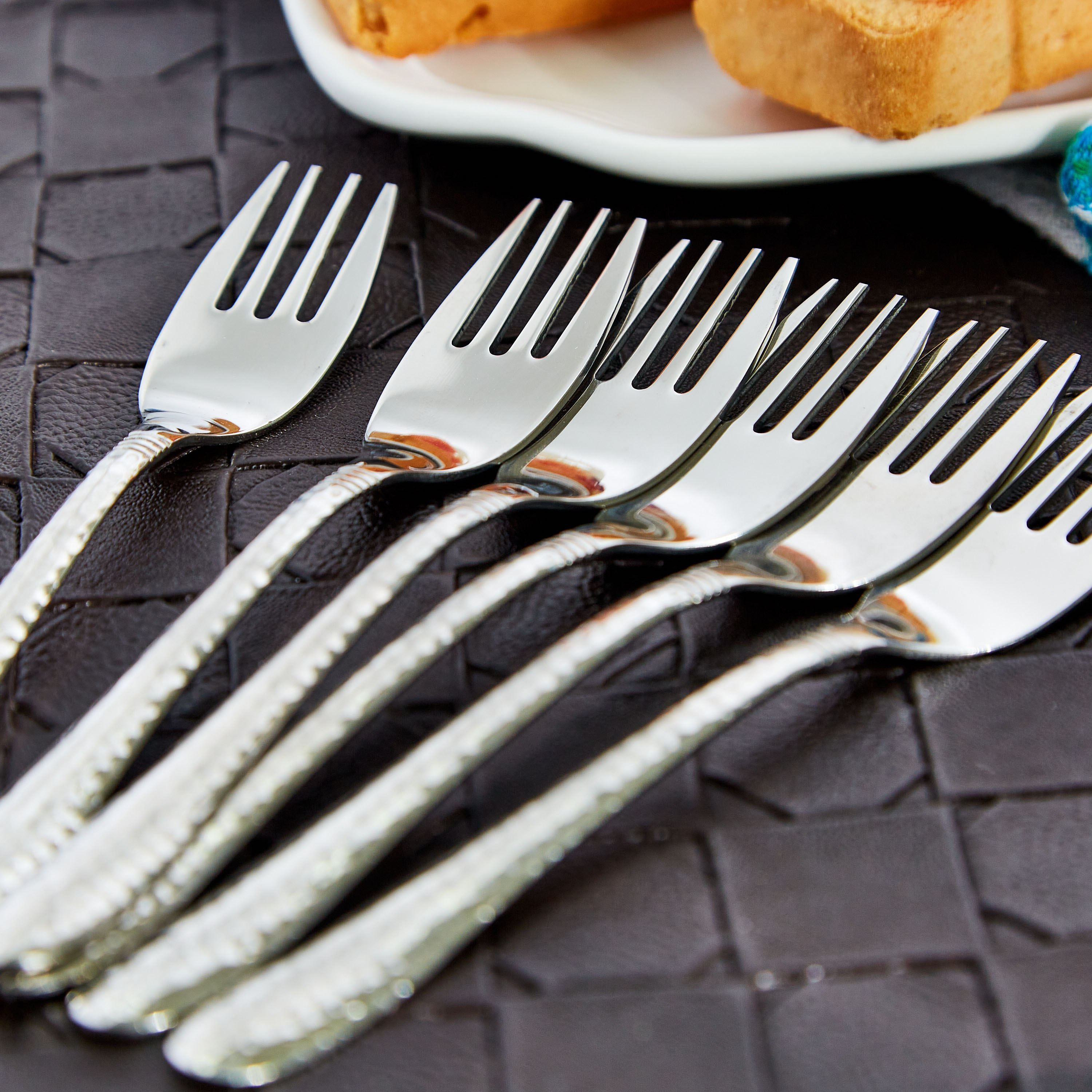Hammered Stainless Steel Cake Fork - Set of 6-hbxhomeware-hbxkitchen-image-2