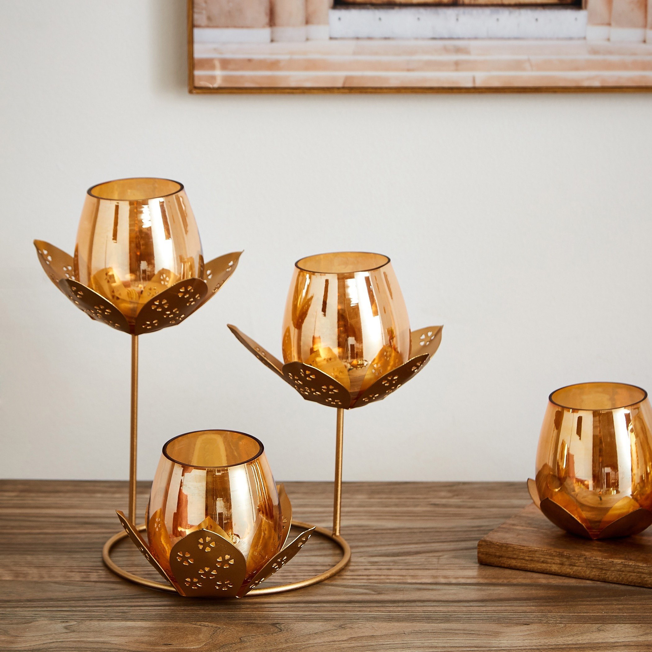 طقم حامل شموع صغيرة على شكل لوتس 3 قطع مع حامل من سمرقند-hbxlivingroom-decorandaccessories-candleholders-image-1