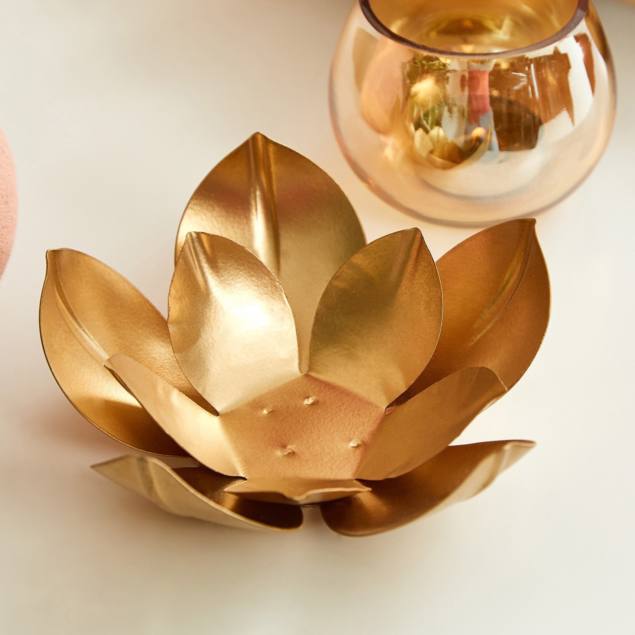 Samarkand Metal Lotus Tealight and Votive Holder - 7 cm-hbxlivingroom-decorandaccessories-candleholders-image-4