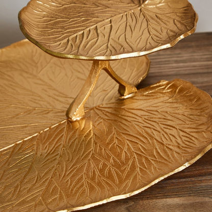 Samarkand 2-Tier Metal Lotus Leaf Tray