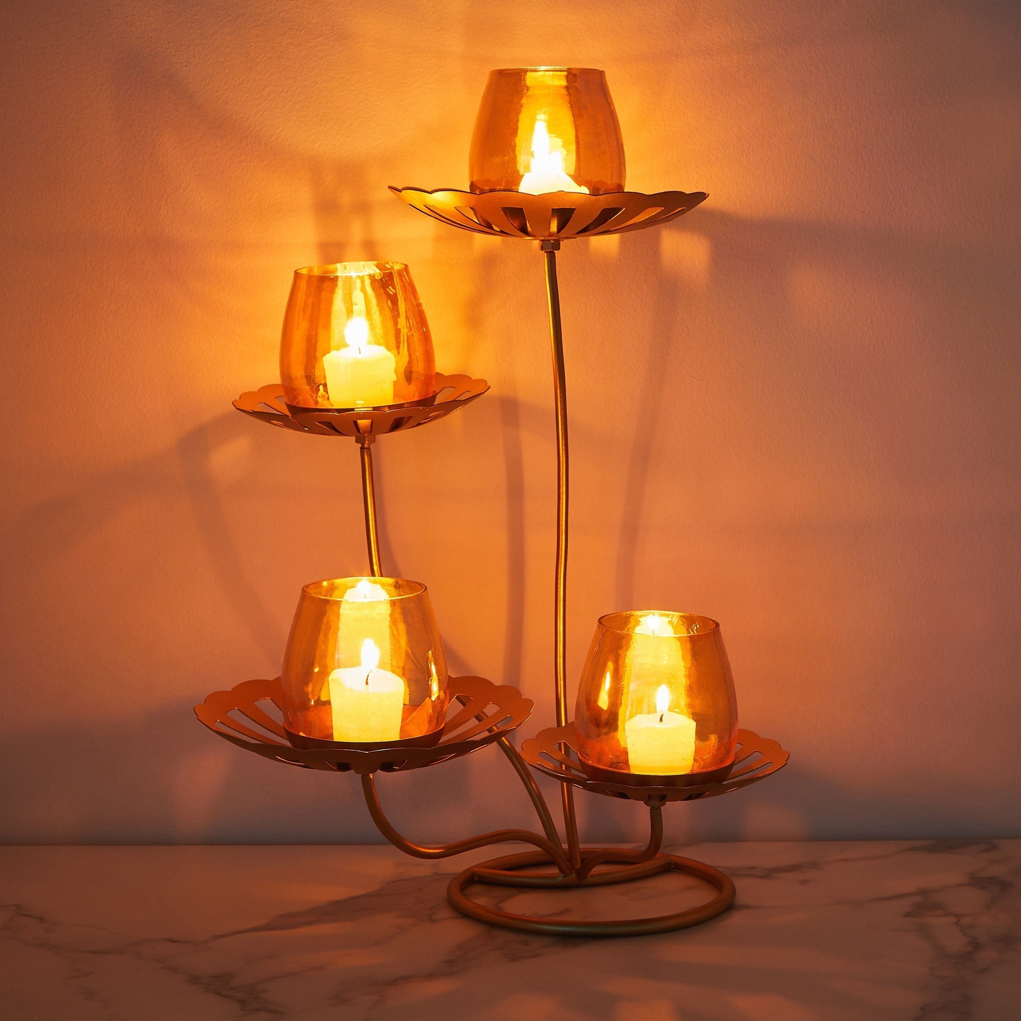 حامل شموع معدني بتصميم لوتس 4 قطع مع حامل من سمرقند-hbxhomeware-homedecor-figurinesandornaments-image-2