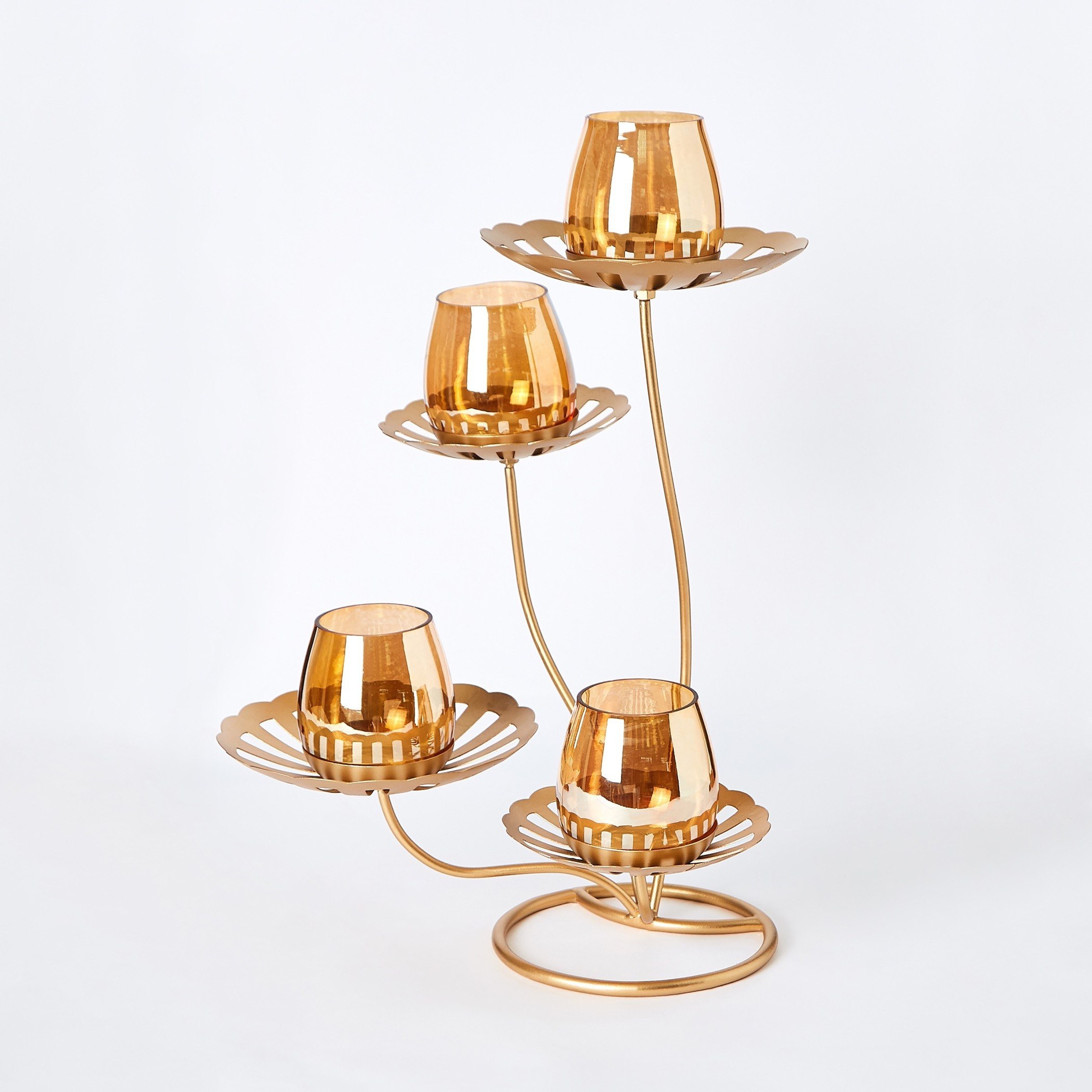 حامل شموع معدني بتصميم لوتس 4 قطع مع حامل من سمرقند-hbxhomeware-homedecor-figurinesandornaments-image-6