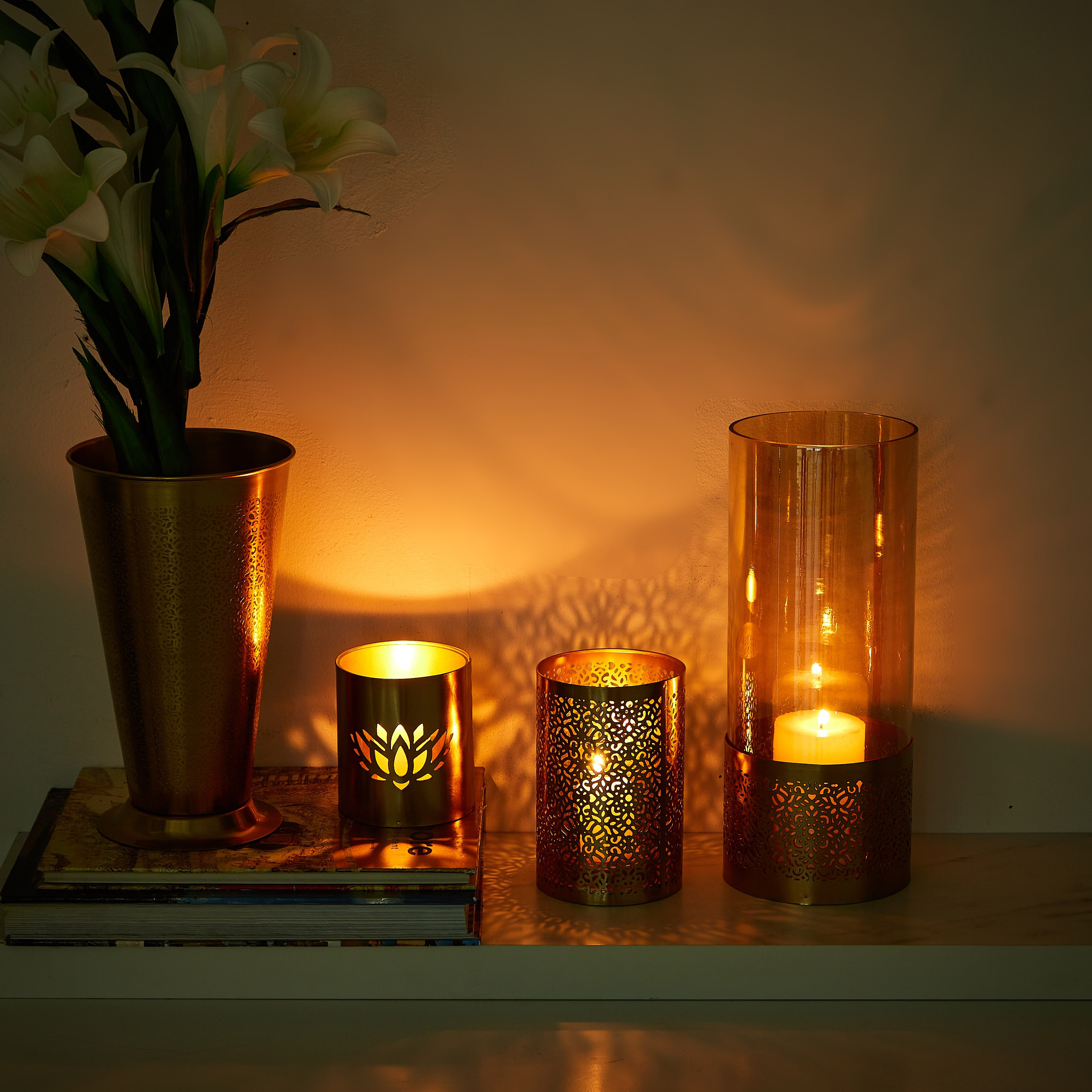 فانوس تريليس معدني من ميرا - 30 سم-hbxlivingroom-decorandaccessories-candleholders-image-5