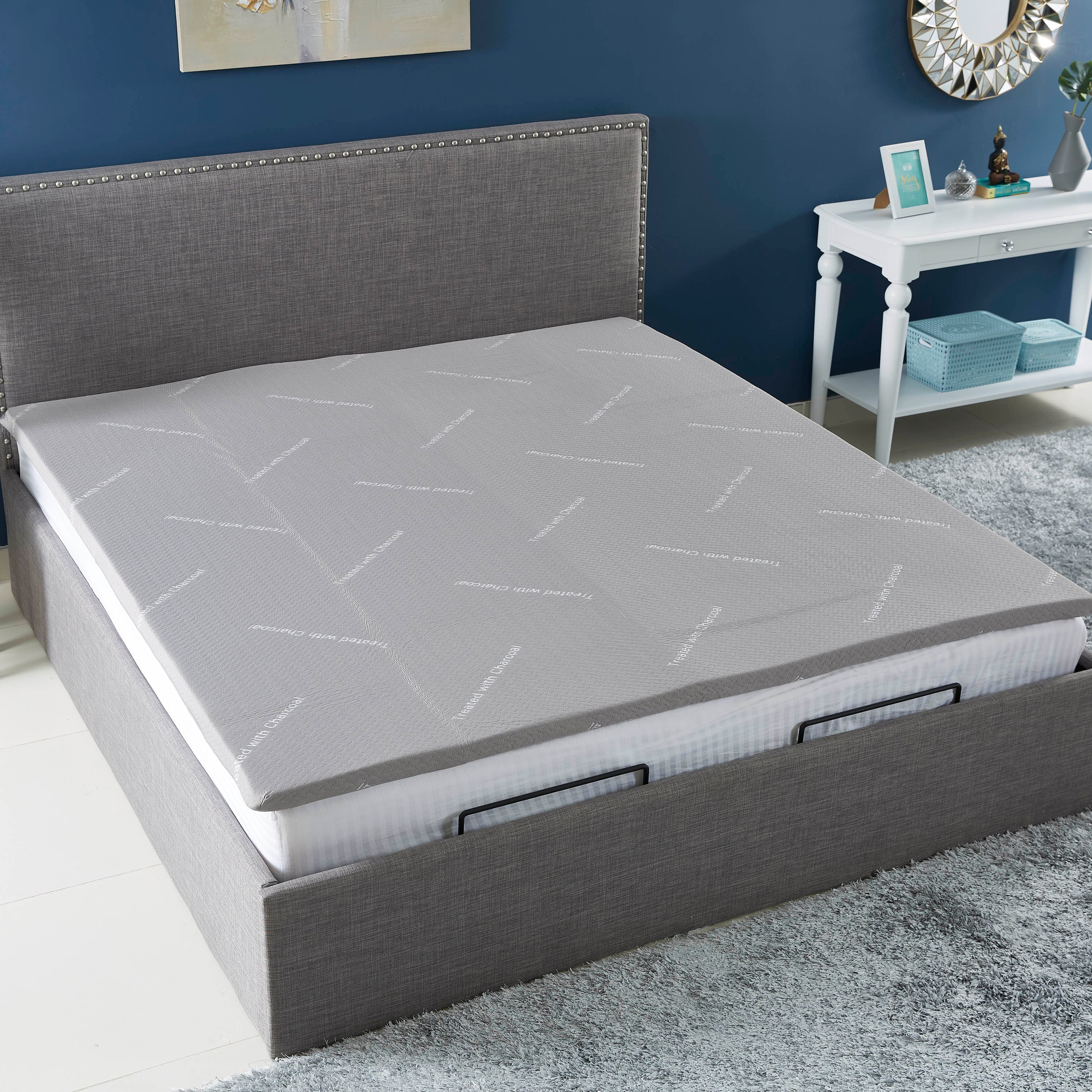 غطاء مرتبة كينج ميموري فوم فحم مغلفة من انيت - 180x200 سم-hbxhomeware-hbxdecorandfurnishings-image-1