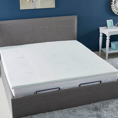 Aloe Vera Cool Gel Infused Memory Foam Super King Mattress Topper - 200x200x4 cm-Protectors and Toppers-image-0