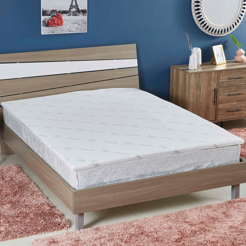 Comfort Bamboo Memory Foam Queen Size Mattress Topper - 150x200 cm-Protectors and Toppers-image-0