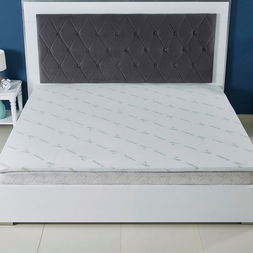 Comfort Bamboo Memory Foam Super King Mattress Topper - 200x200 cm-Protectors and Toppers-image-2