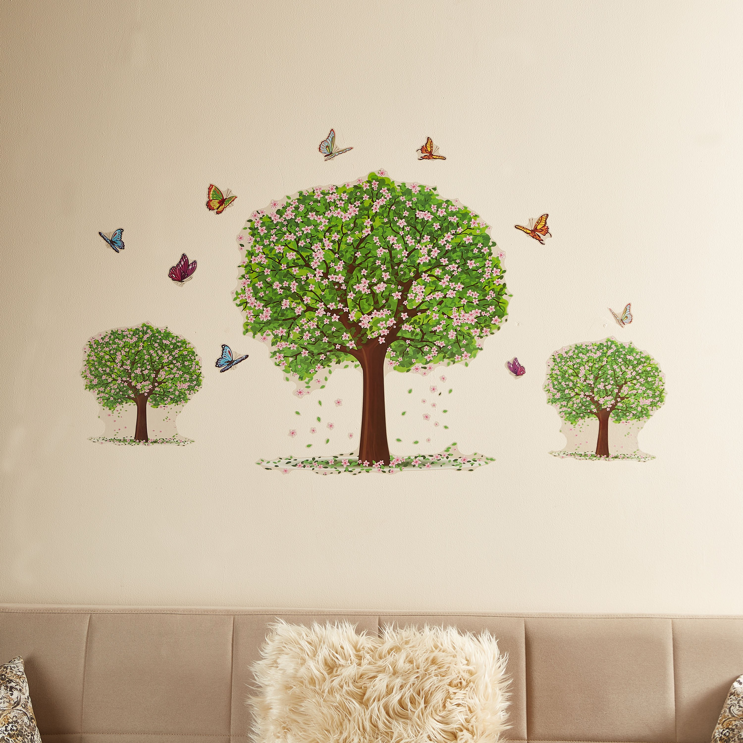 ملصق حائط بطبعات أشجار وفراشات من كريست - 60x90 سم-hbxhomeware-hbxkidsandyouth-image-1