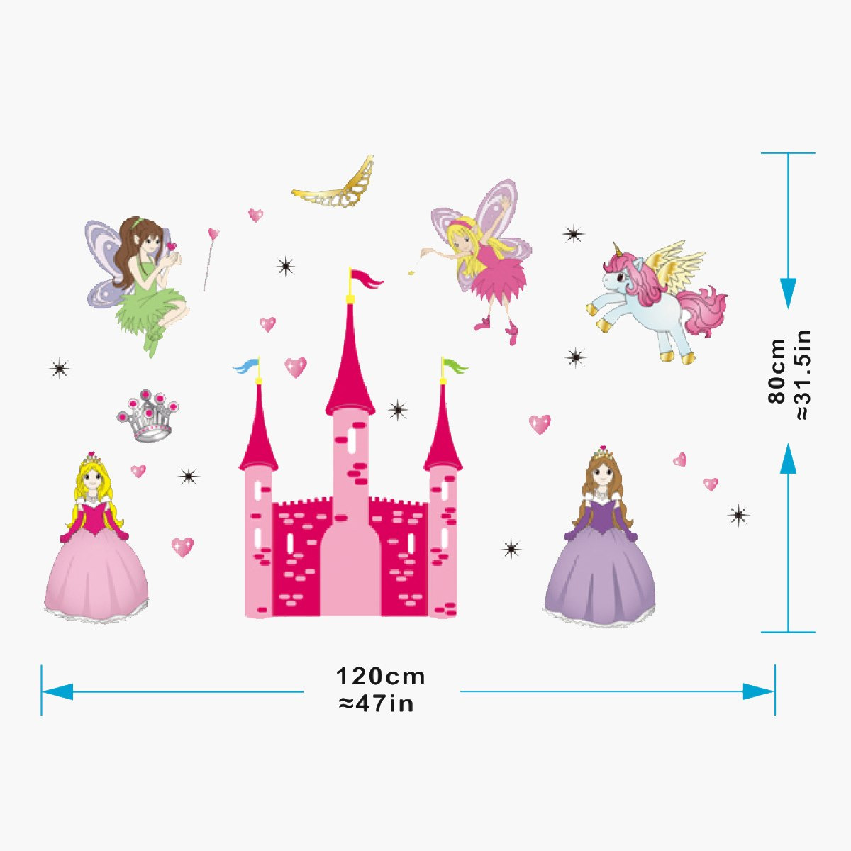 Crest Girl's Magical Princess Castle Wall Decal - 60x90 cm-hbxhomeware-hbxkidsandyouth-image-3