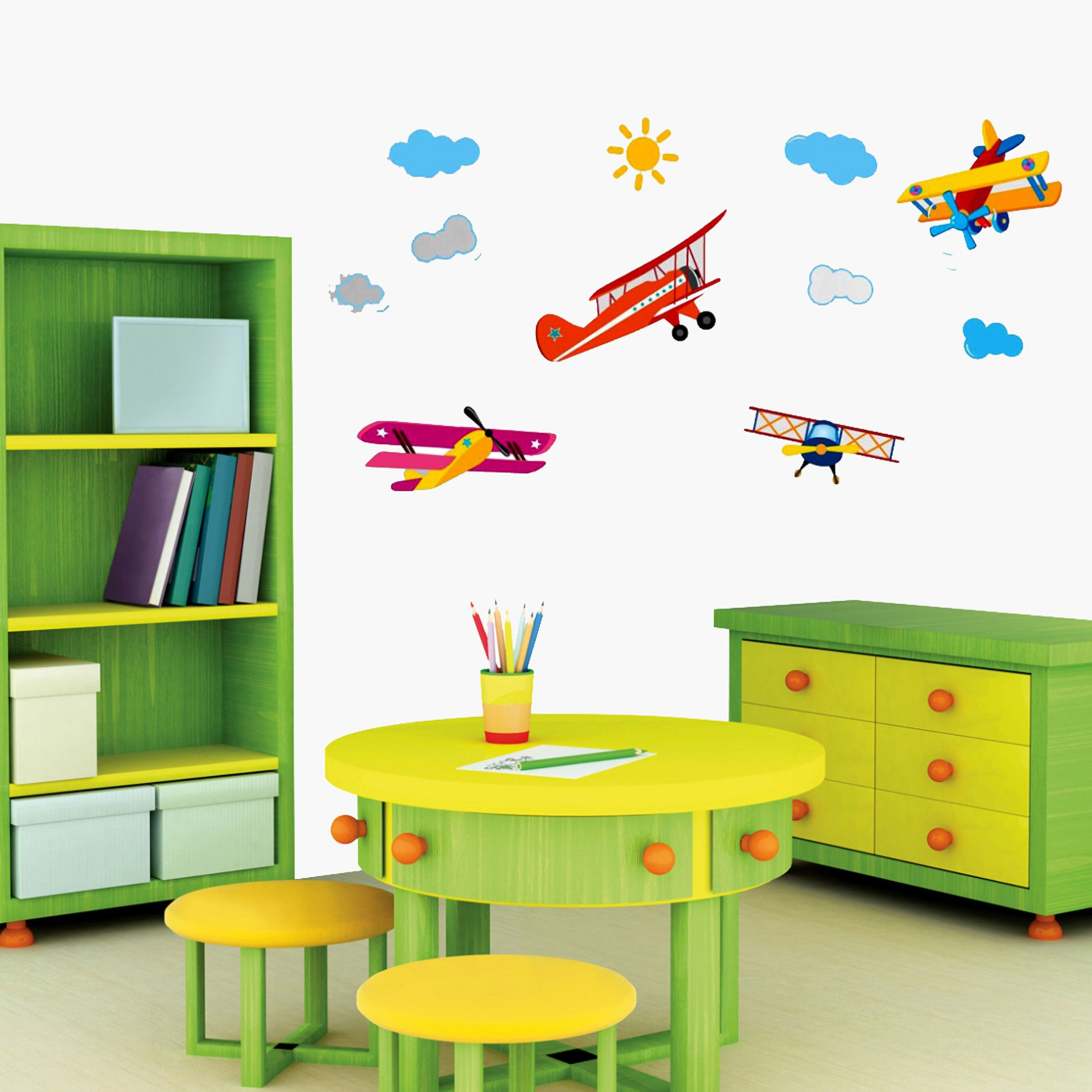ملصق حائط بطبعات طائرات من كريست - 50x70 سم-hbxhomeware-hbxkidsandyouth-image-1