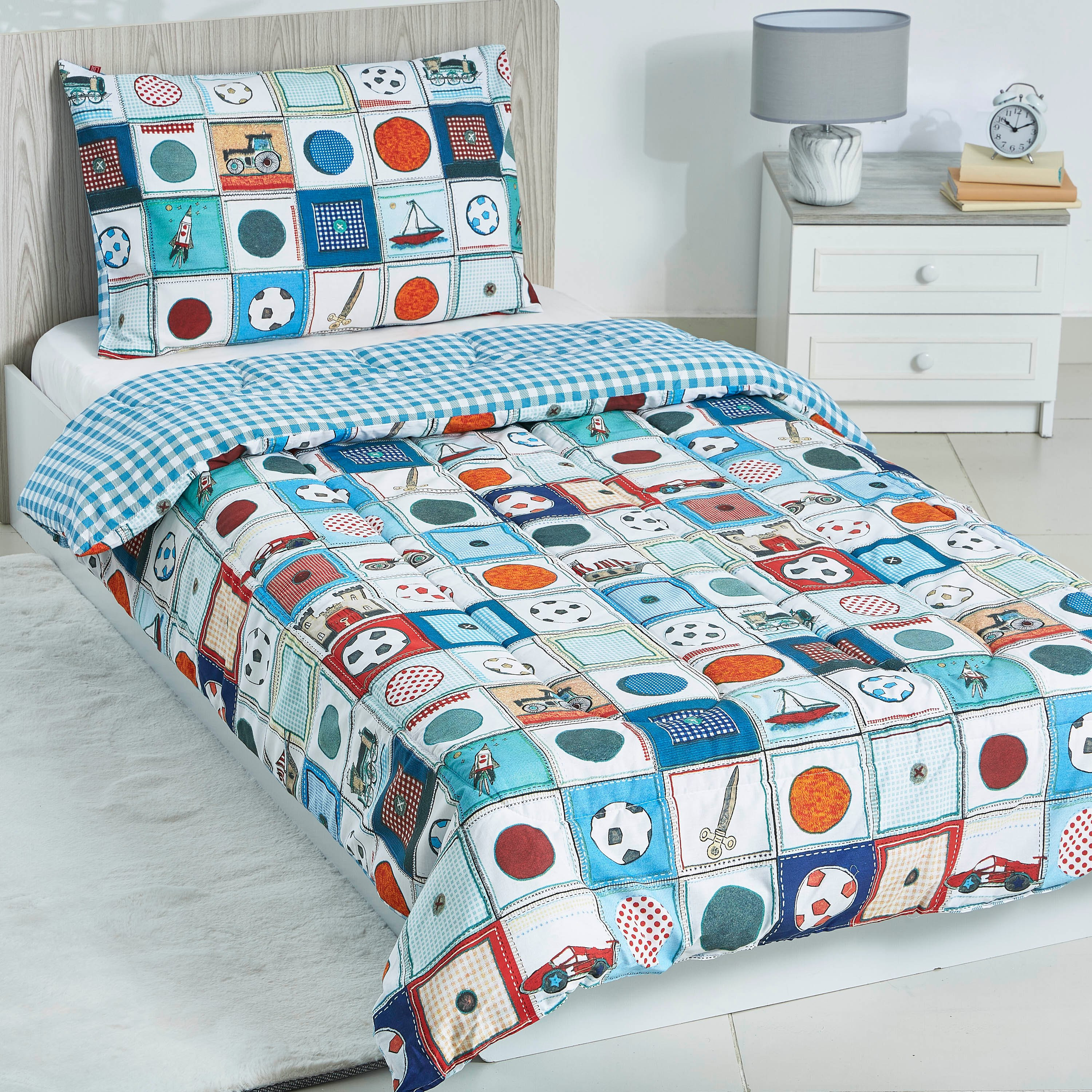 طقم لحاف فردي يستخدم على الوجهين قطعتين من إلفيش دريم - 135x220 سم-hbxhomeware-hbxkidsandyouth-image-1
