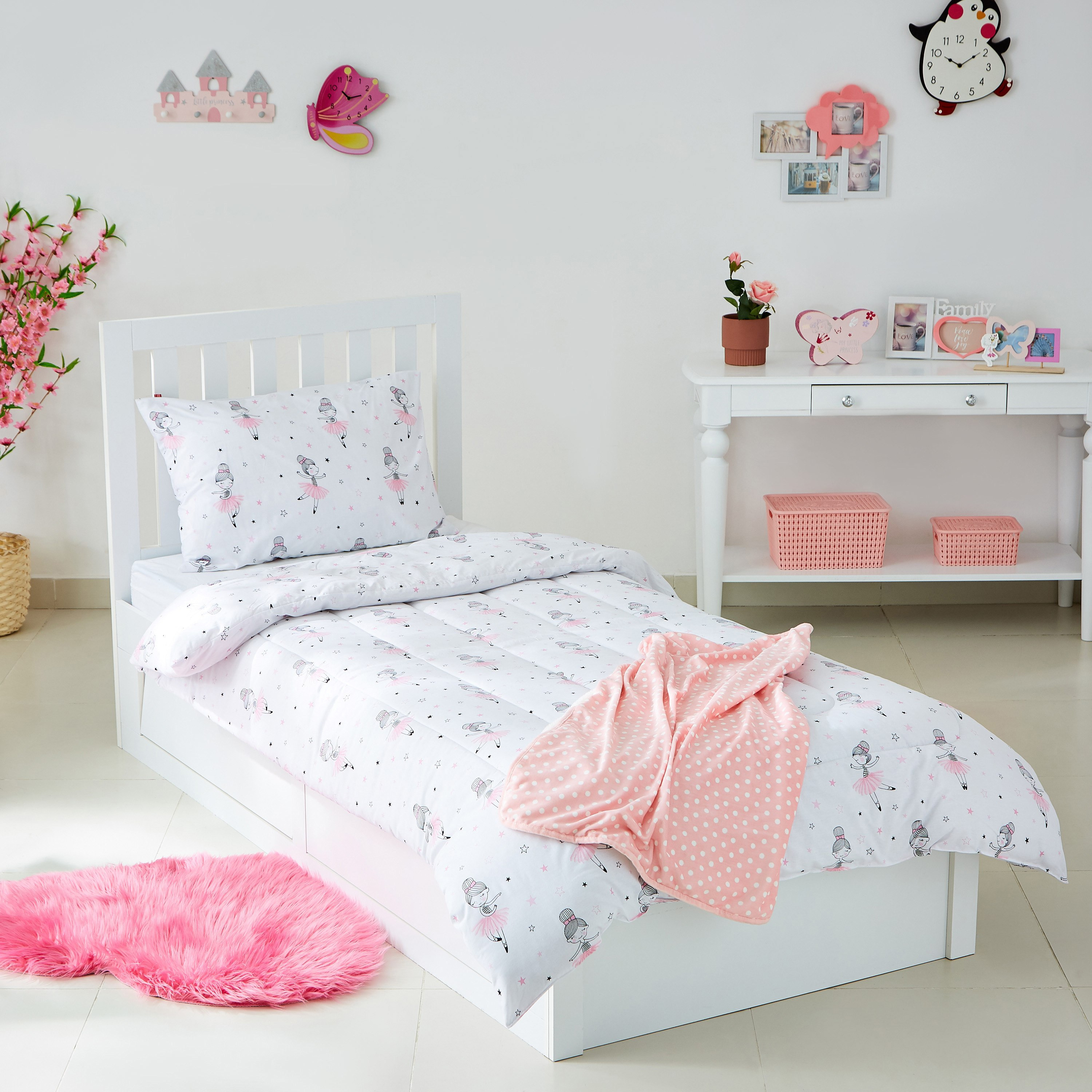 طقم لحاف فردي من قطعتين بطبعات باليرينا من إلفيش - 135x220 سم-hbxhomeware-hbxkidsandyouth-image-4