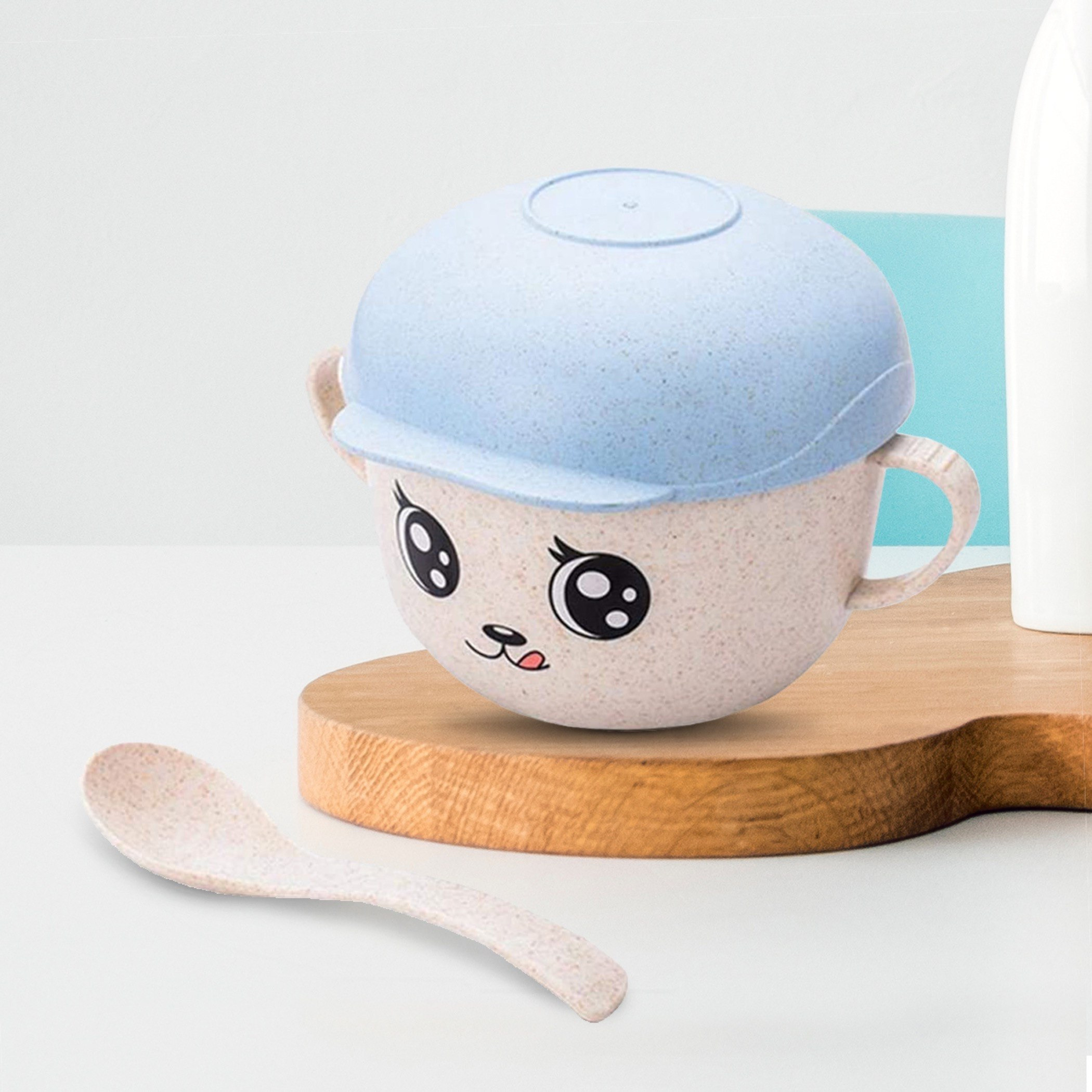 وعاء بغطاء وملعقة من قش القمح الصديق للبيئة-hbxhomeware-hbxkidsandyouth-image-1
