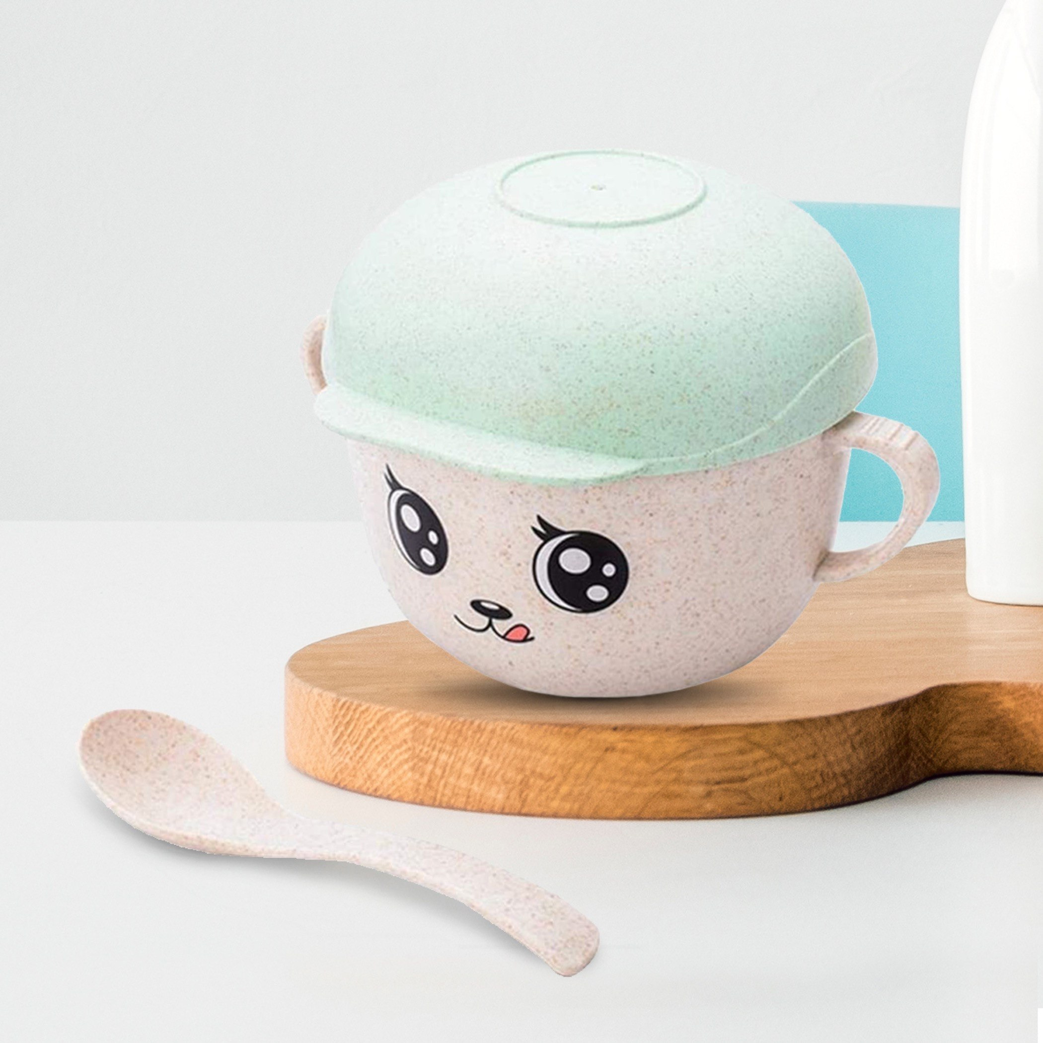 وعاء بغطاء وملعقة من قش القمح الصديق للبيئة-hbxhomeware-hbxkidsandyouth-image-1