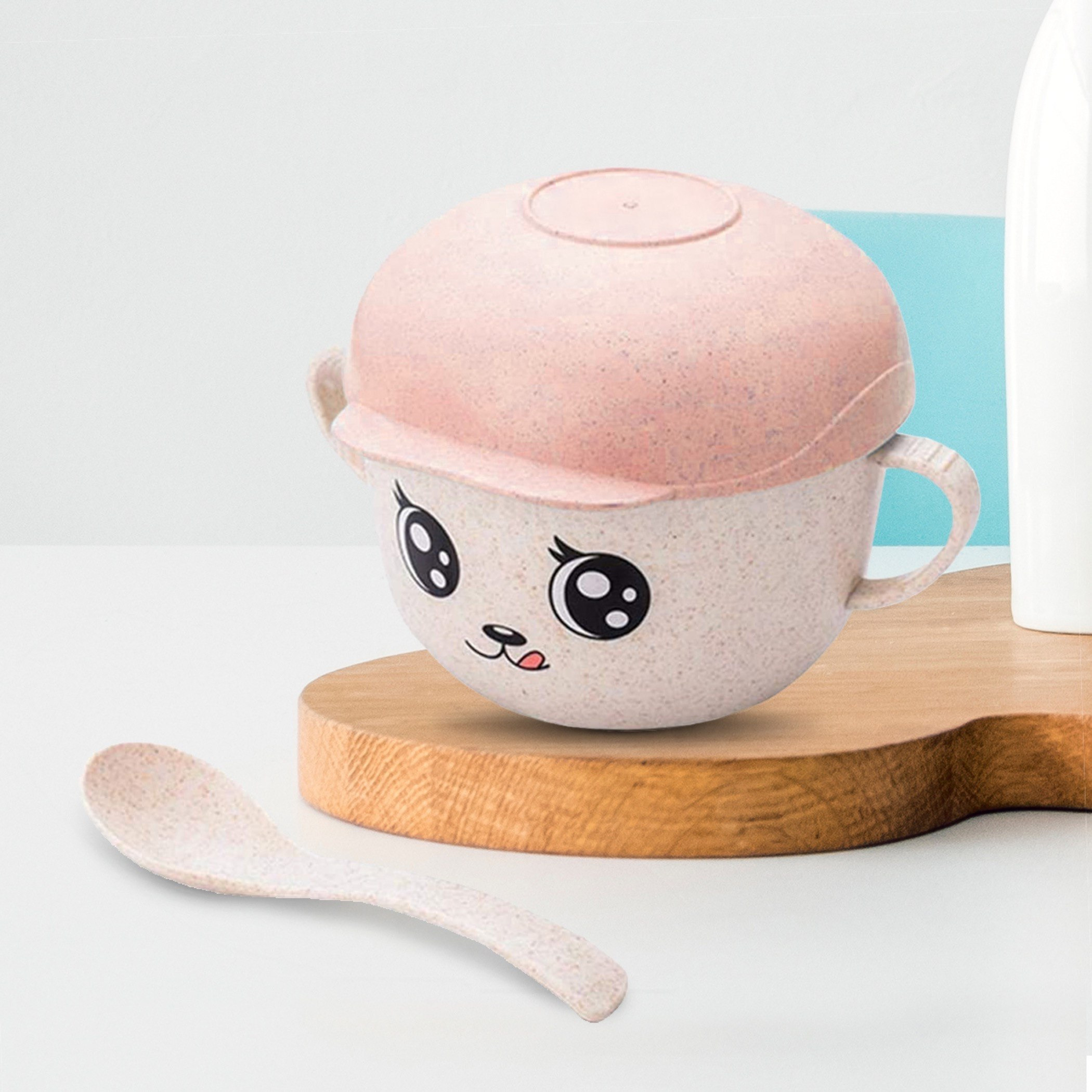 وعاء بغطاء وملعقة من قش القمح الصديق للبيئة-hbxhomeware-hbxkidsandyouth-image-1