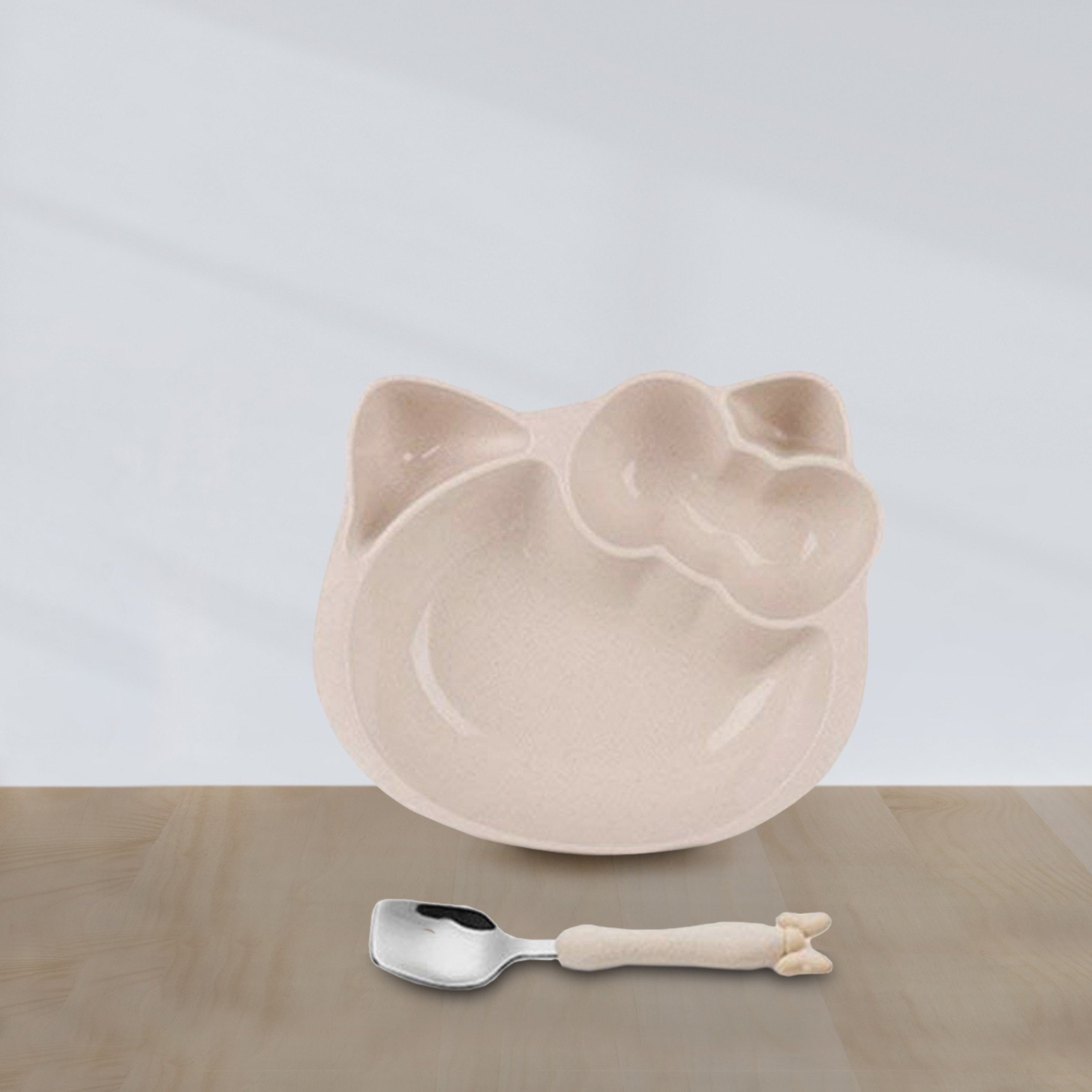 طقم صحن وملعقة قش القمح صديقة البيئة - قطعتين-hbxhomeware-hbxkidsandyouth-image-1