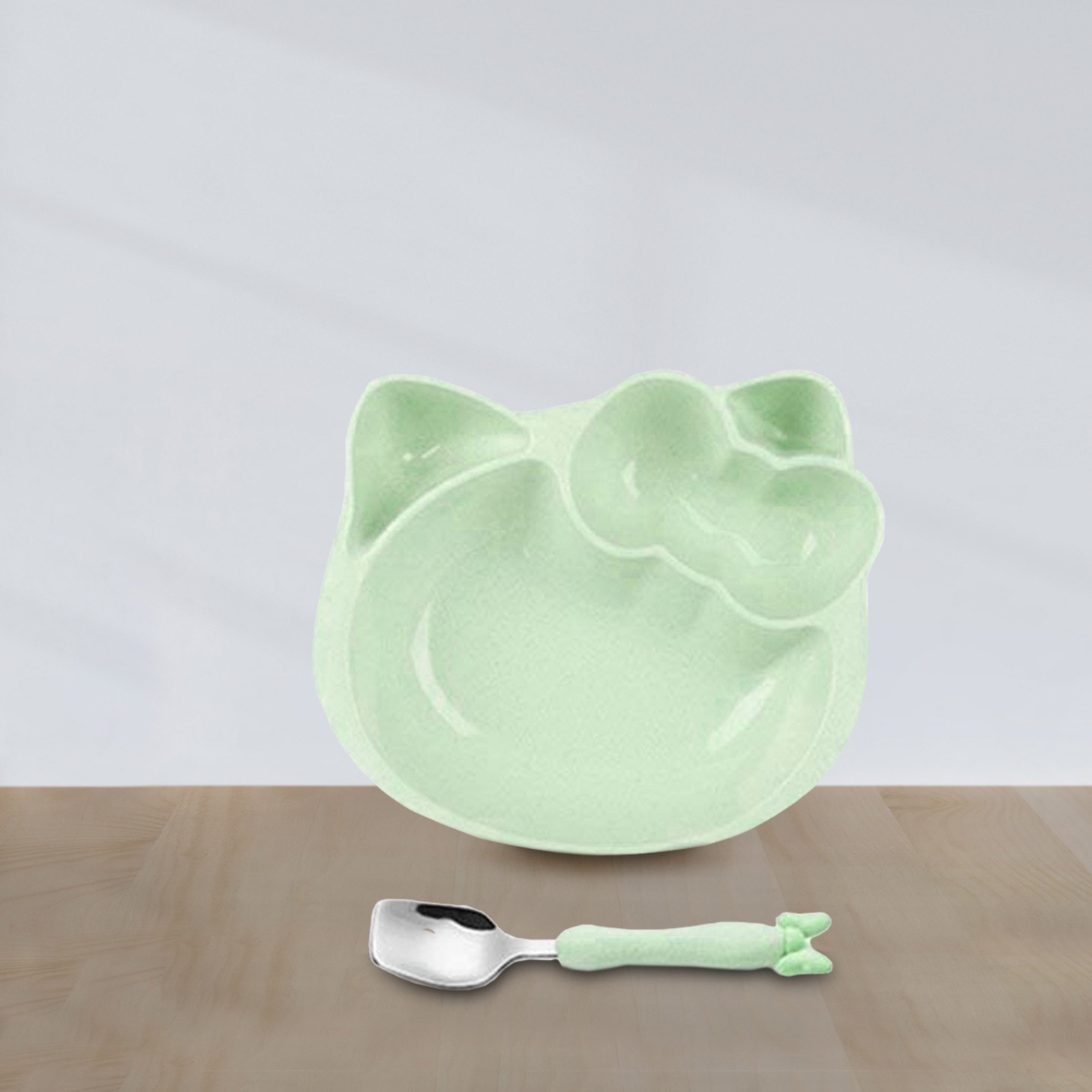 طقم صحن وملعقة من قش القمح الصديق للبيئة - قطعتين-hbxhomeware-hbxkidsandyouth-image-1