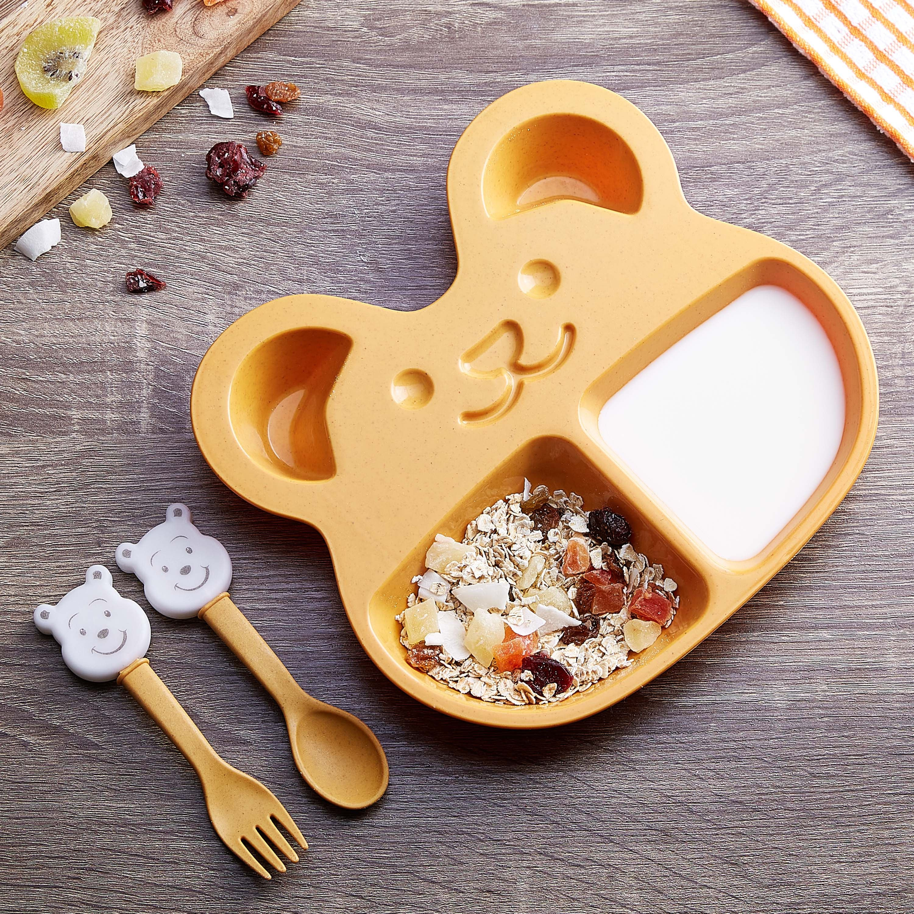 طقم ملعقة وشوكة مع صحن من قش القمح صديقة البيئة - قطعتين-hbxhomeware-hbxkidsandyouth-image-1
