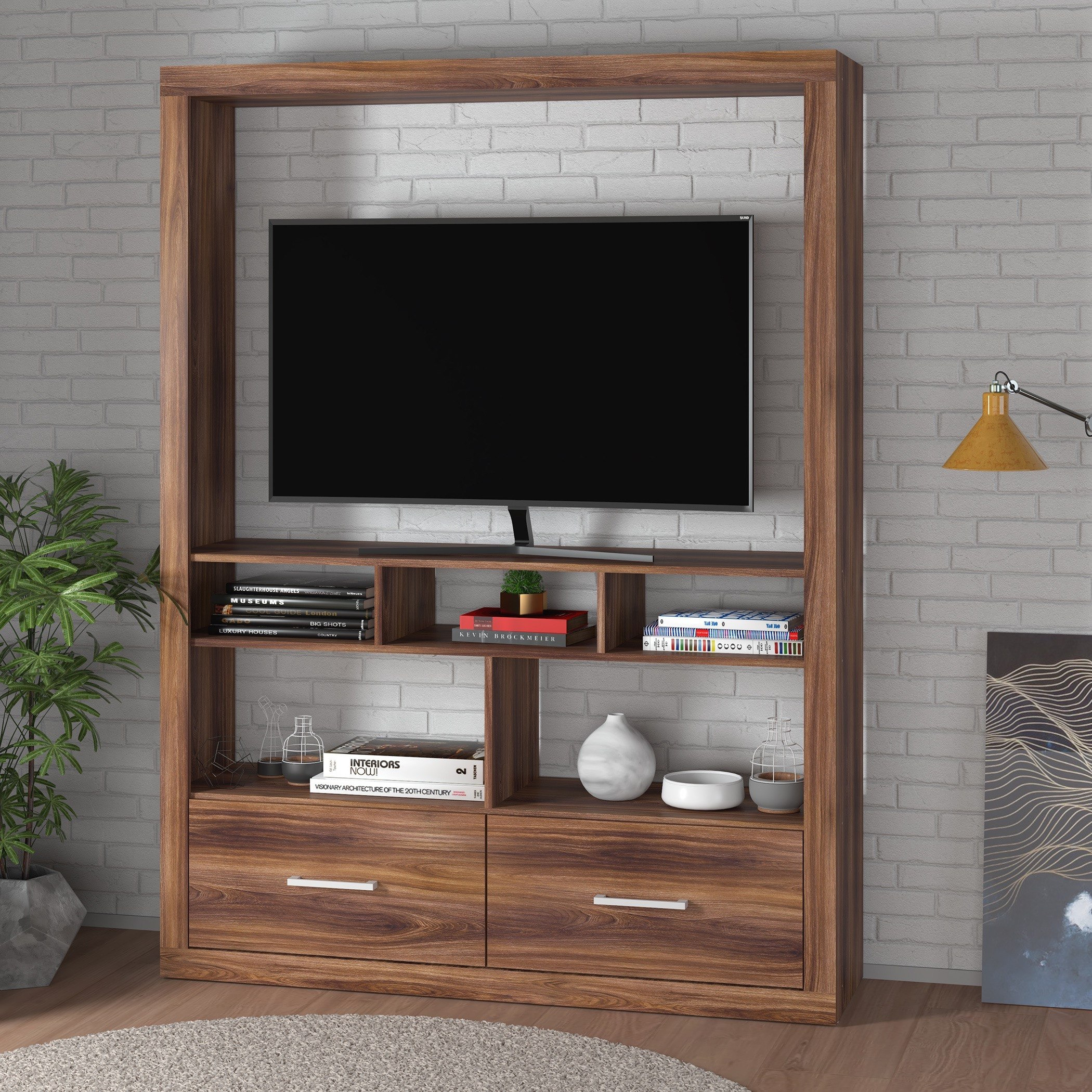 وحدة عرض متعددة الاستخدامات بدرجين للتلفزات حتى 48 بوصة من إلجين-hbxlivingroom-mediaunitsandstorage-wallunits-image-1