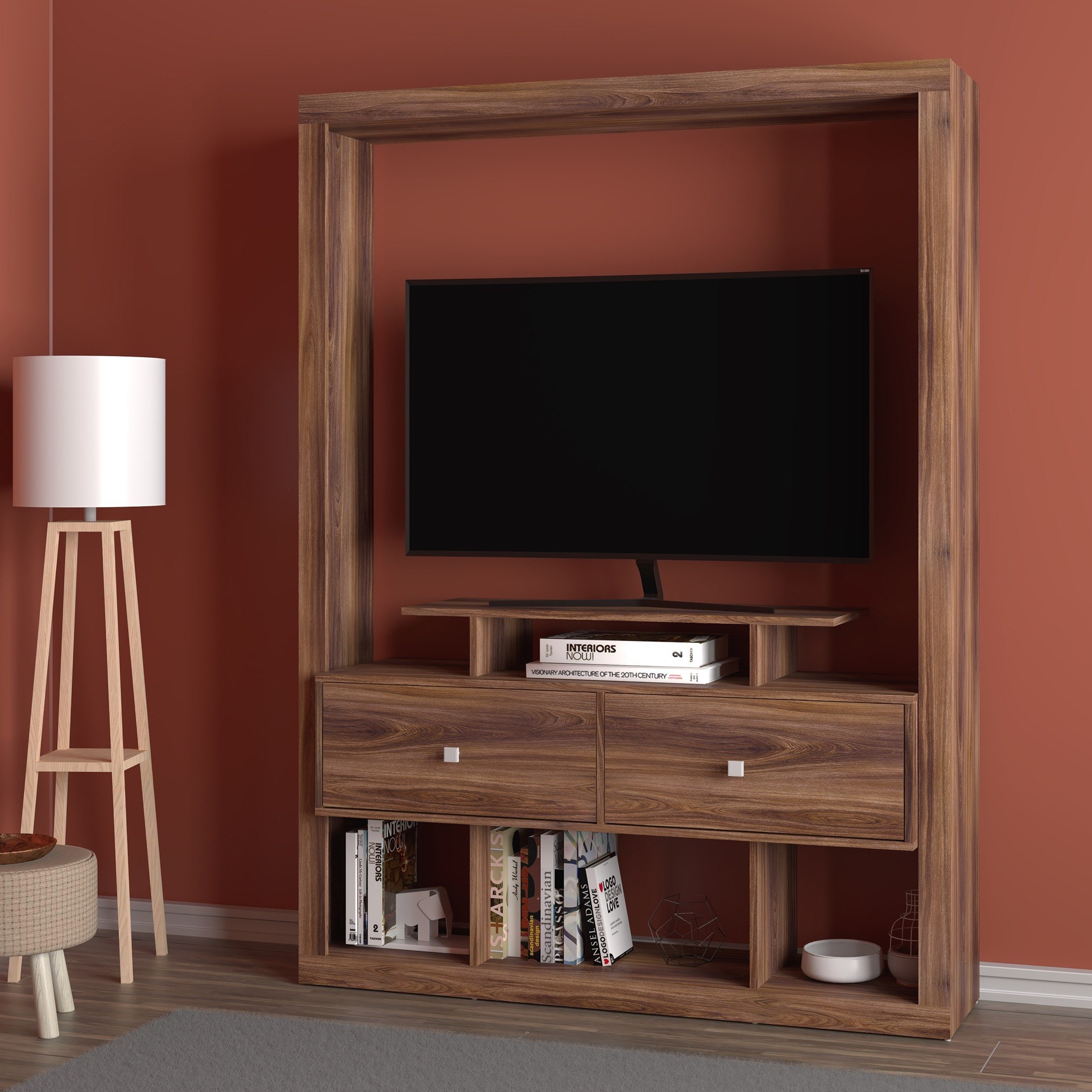 وحدة عرض متعددة الاستخدامات بدرجين للتلفزات حتى 48 بوصة من ماكسين-hbxlivingroom-mediaunitsandstorage-wallunits-image-1