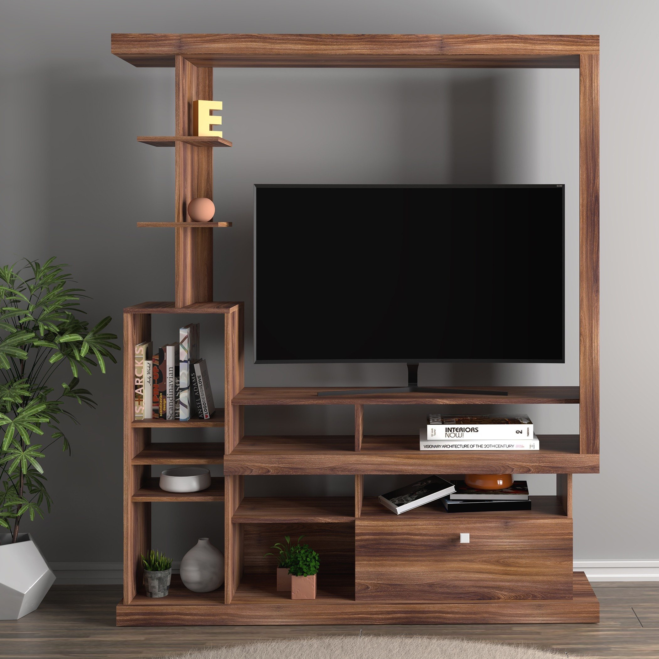 وحدة حائط بدرج لتلفاز حتى 48 بوصة من توريف-hbxlivingroom-mediaunitsandstorage-wallunits-image-1