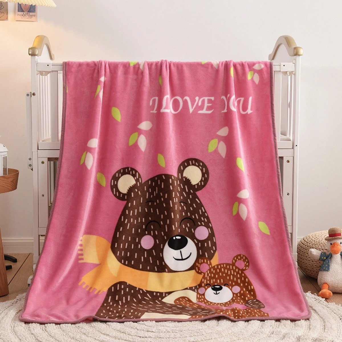 Flossy Bear Print Single Flannel Fleece Blanket - 100x140 cm-hbxhomeware-hbxkidsandyouth-image-1