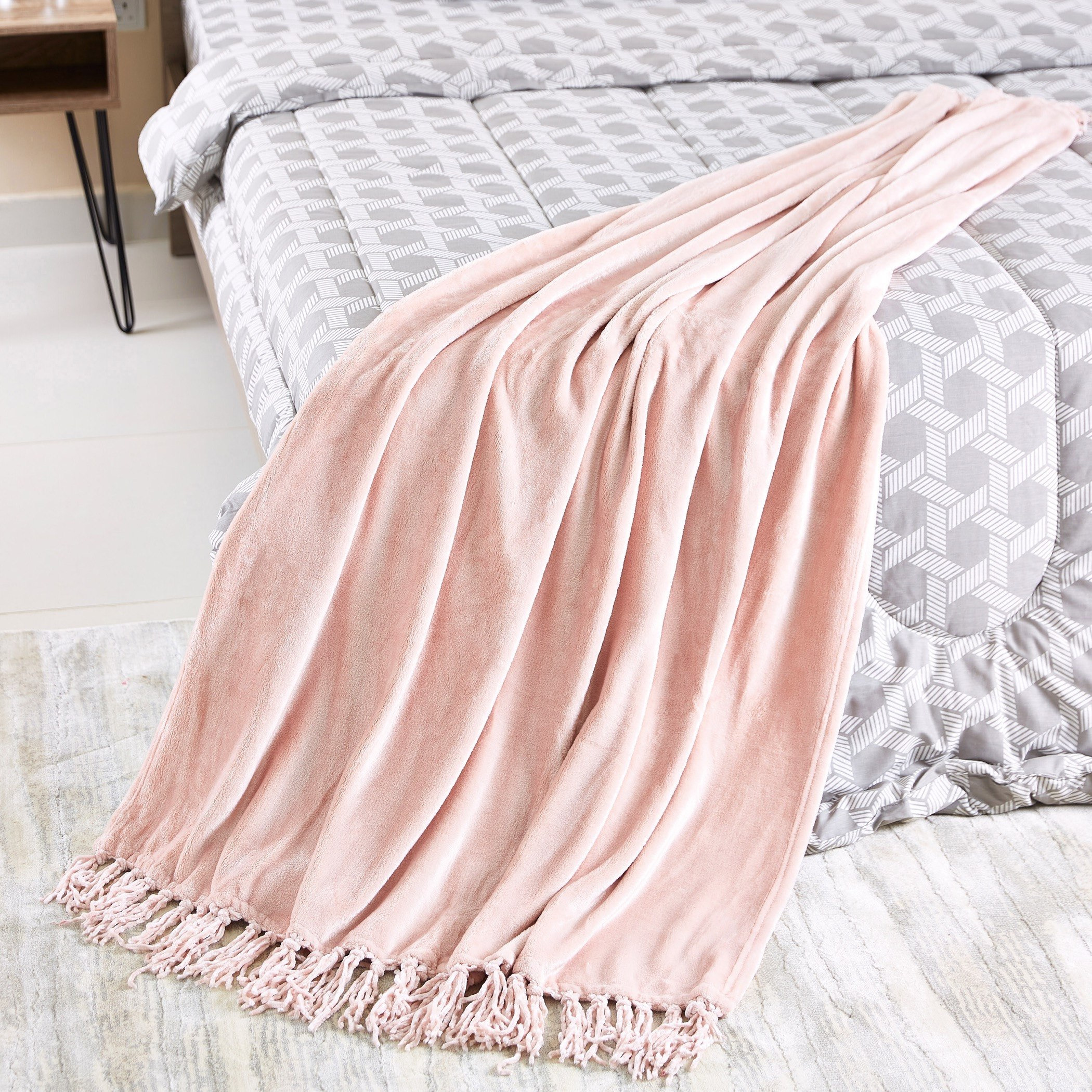 Bella Solid Micro Flannel Throw - 127x177 cm-hbxhomeware-hbxbedroom-image-1