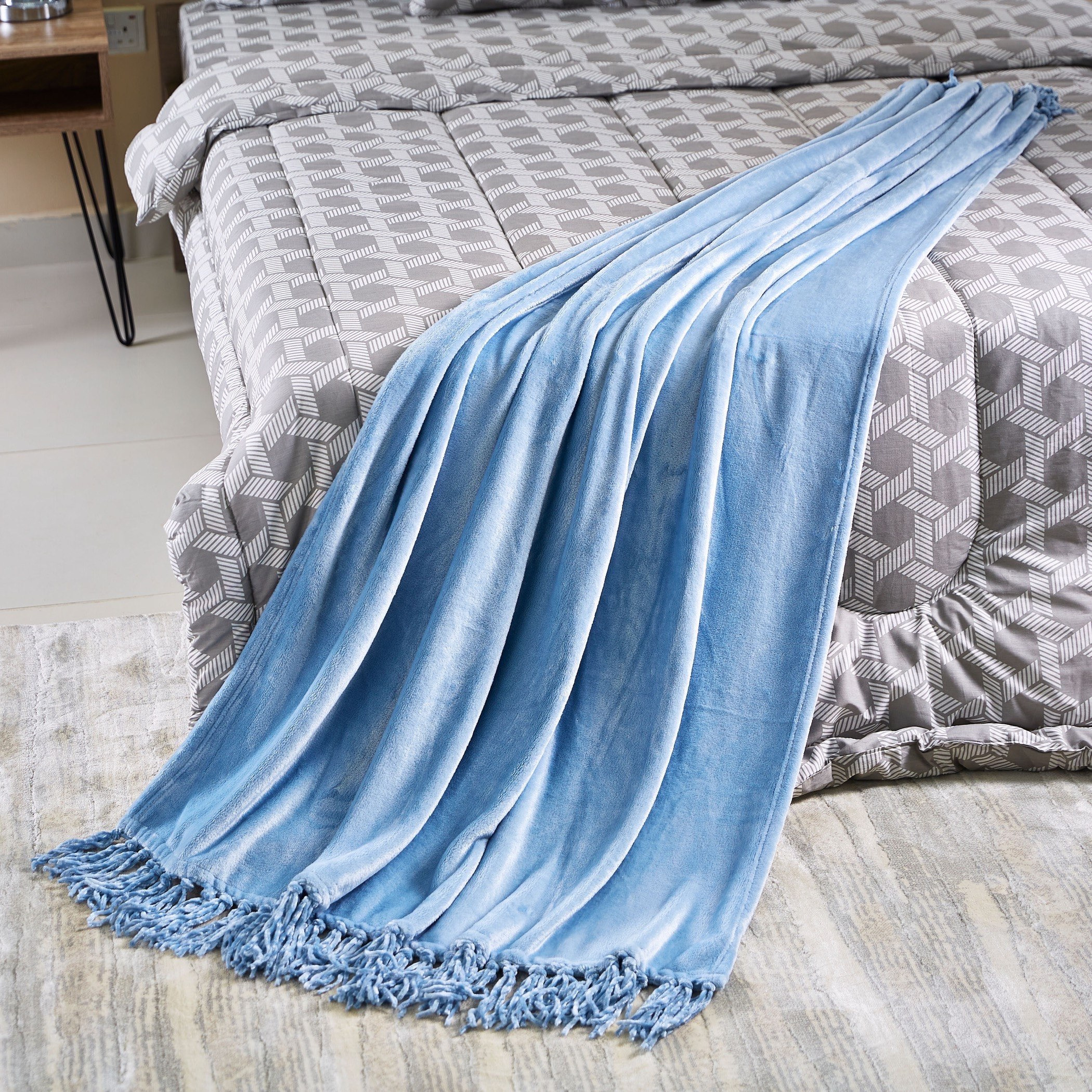 Bella Solid Micro Flannel Throw - 127x177 cm-hbxhomeware-hbxbedroom-image-1